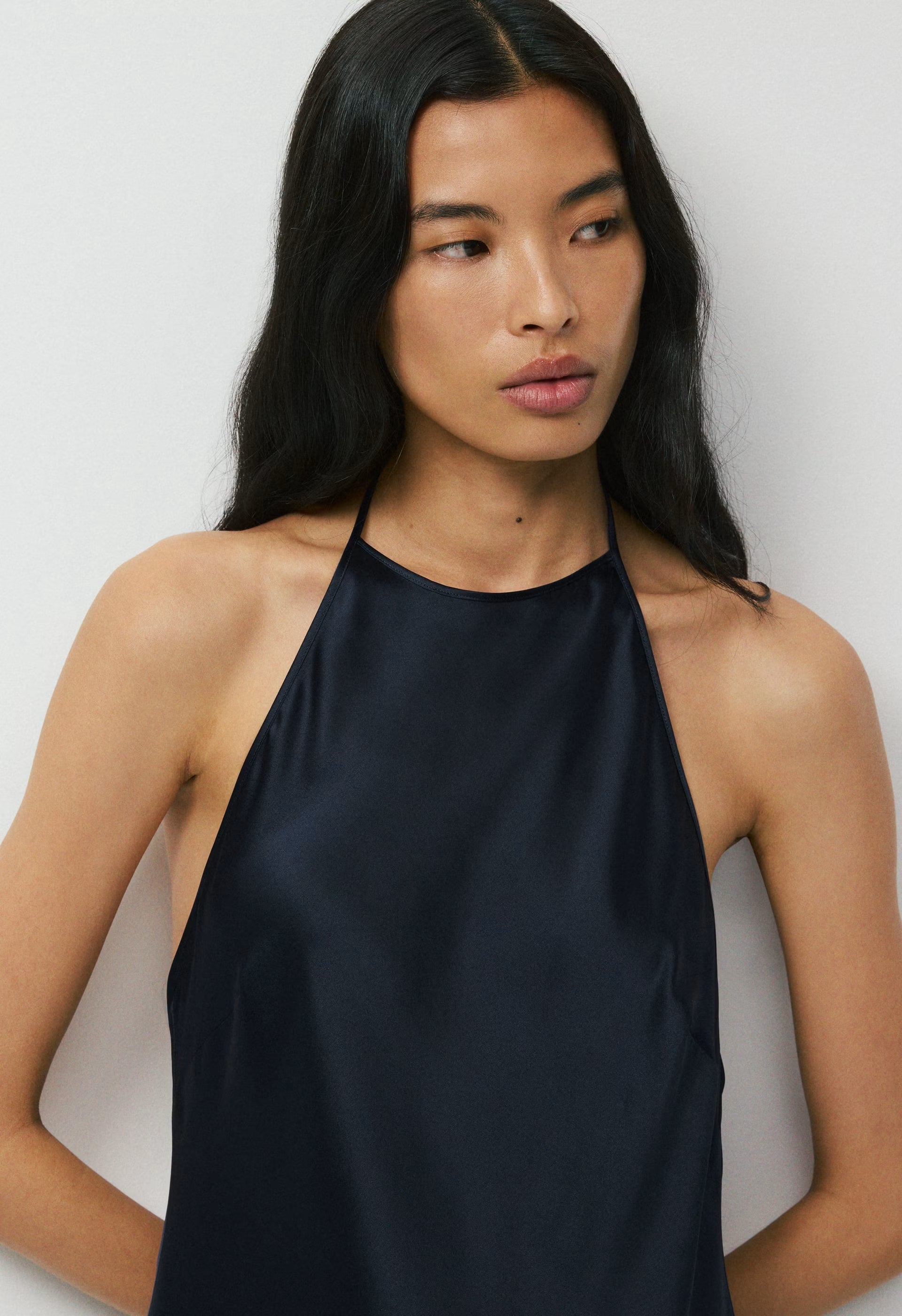 Estate Silk Halter Dress - DARK NIGHT NAVY