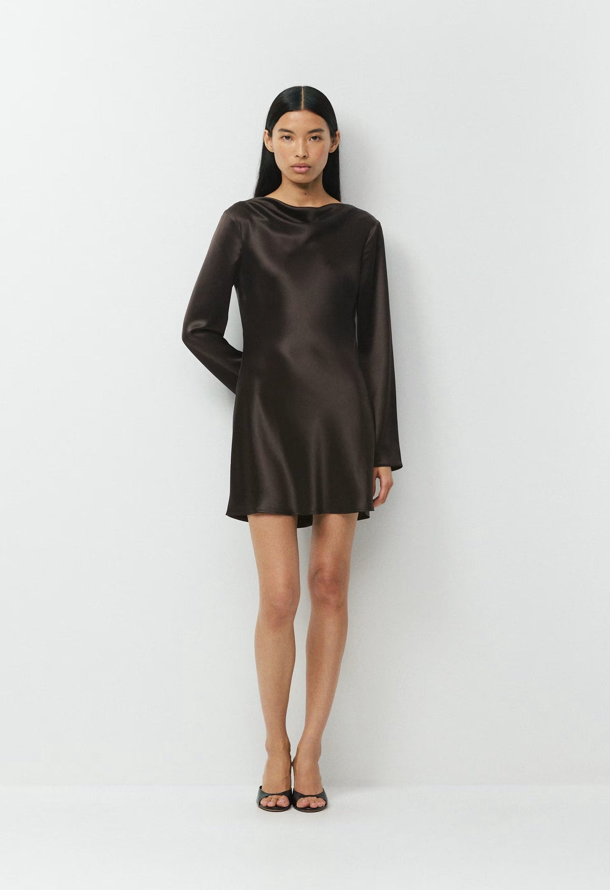 Choreo Satin Dress - CACAO NIB BROWN