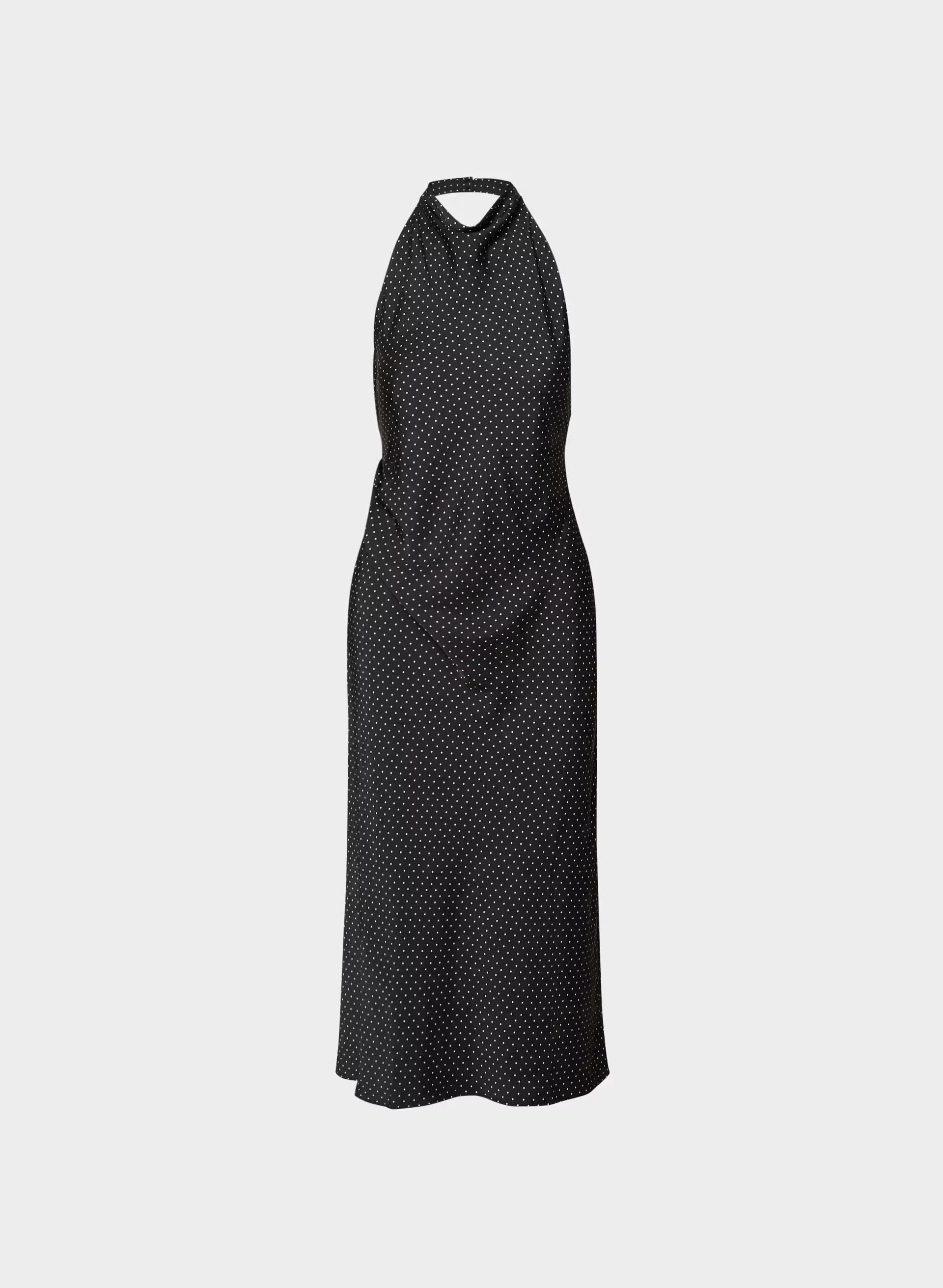 Audience Satin Maxi Halter Dress - BLACK/BIRCH