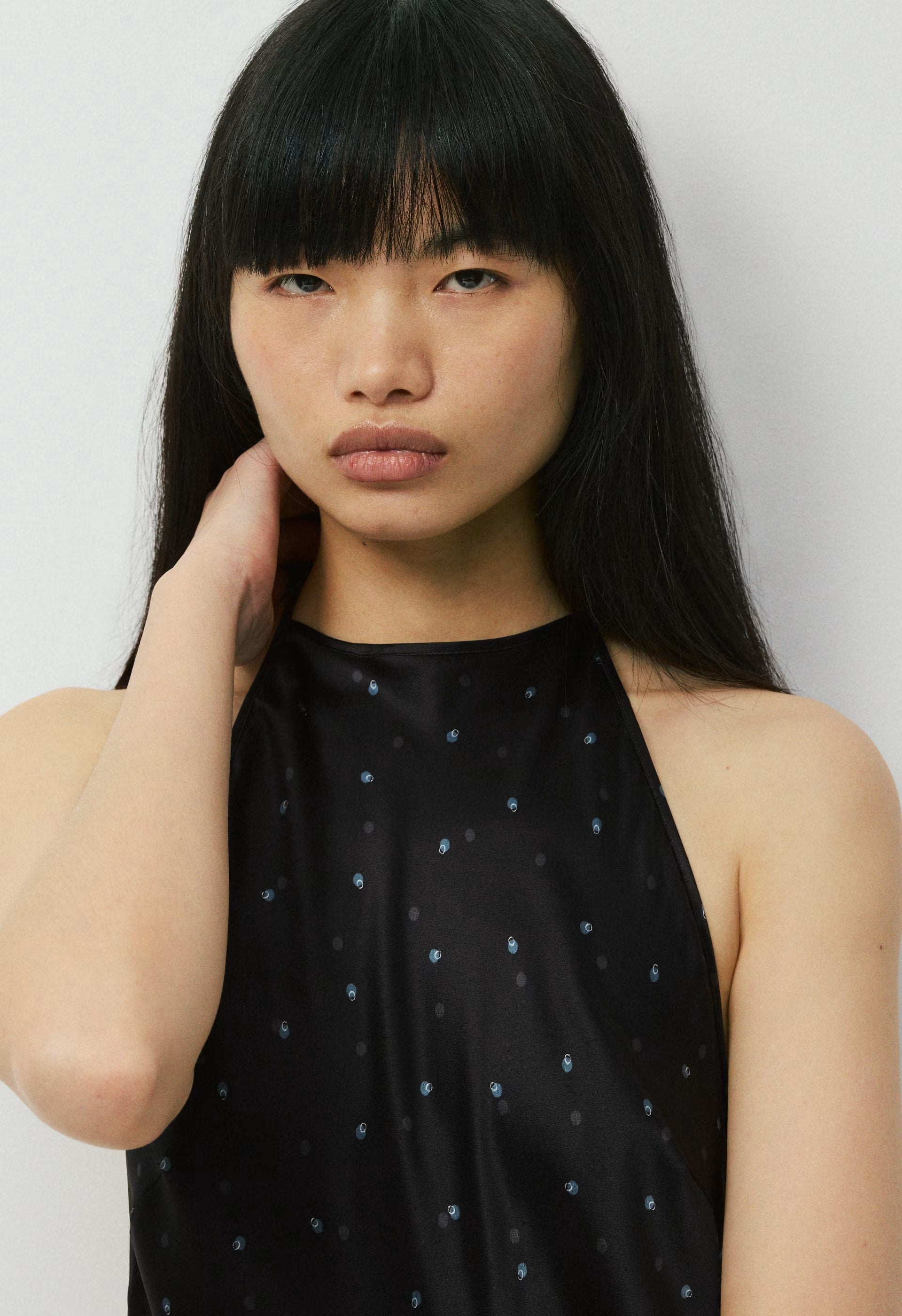 Estate Silk Halter Dress - BLK/BLU MIRAGE