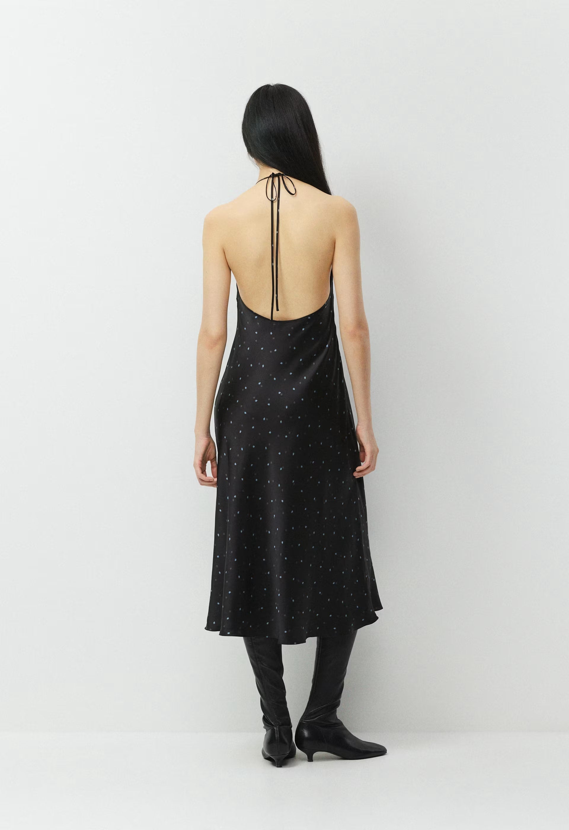 Estate Silk Halter Dress - BLK/BLU MIRAGE