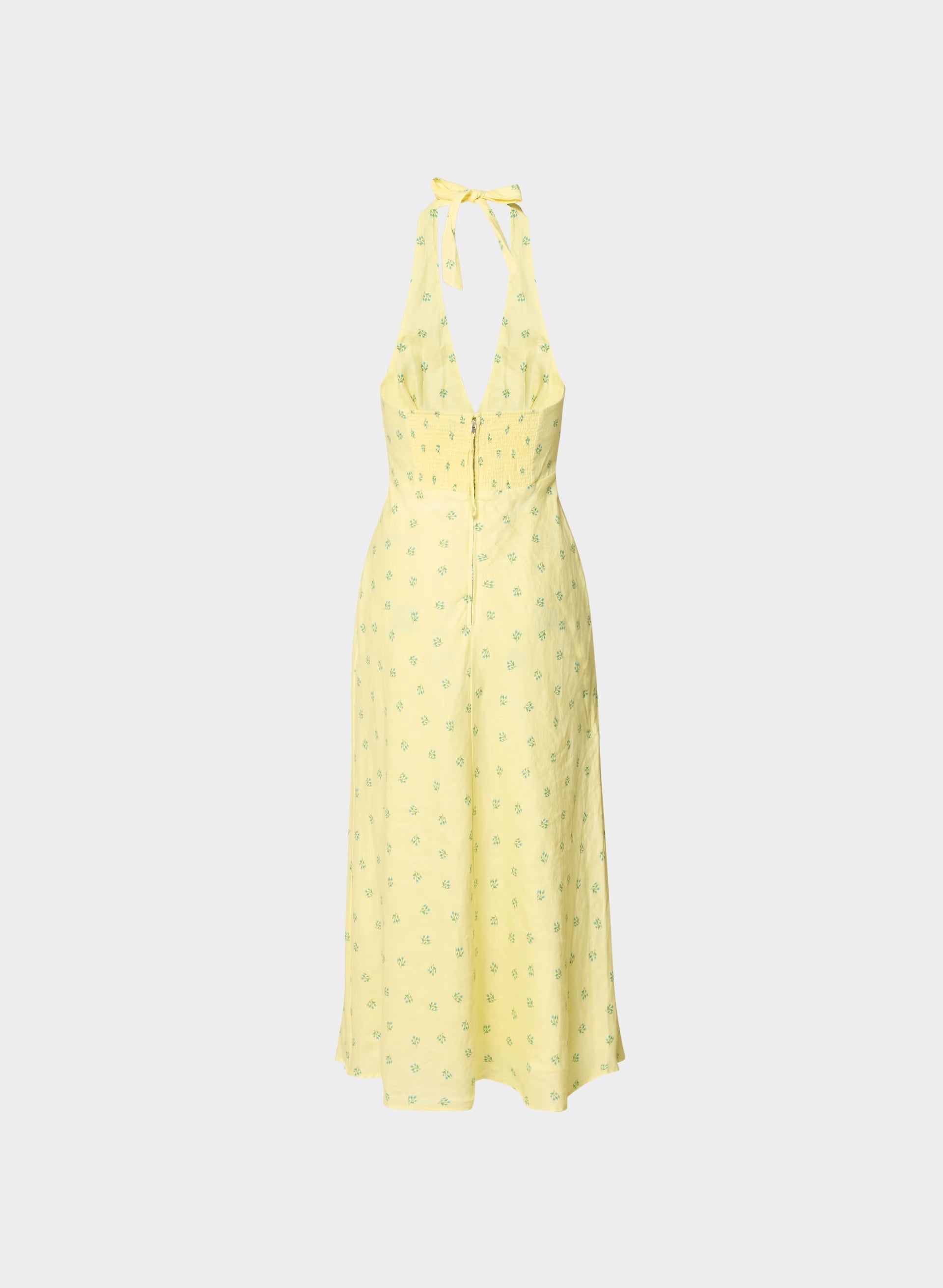 Nightscape Linen Halter Dress - LEMONADE/BLUE