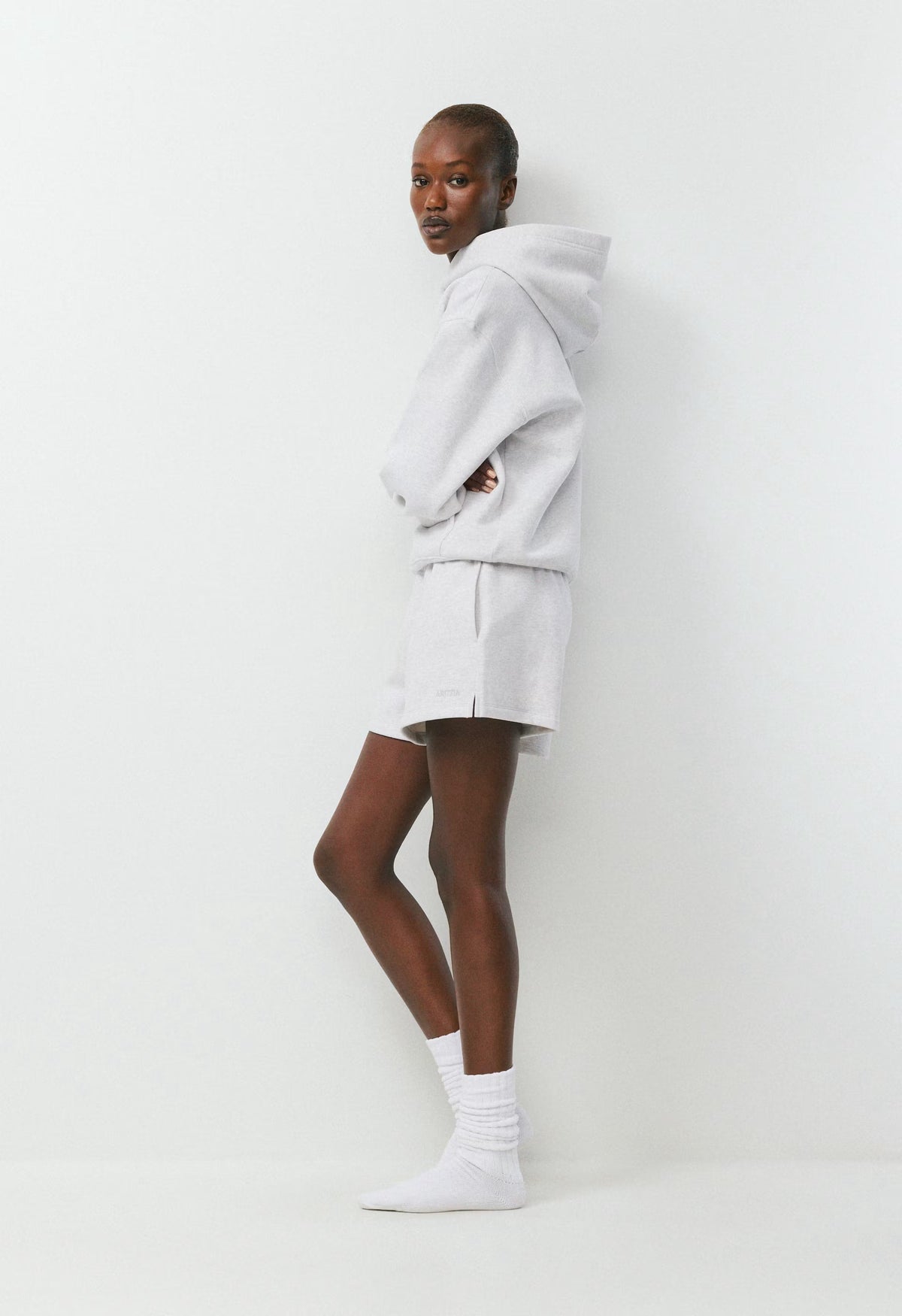 Cozy Sweatfleece Mega Hi-Rise Mini Short - HEATHER CLOUD WHITE