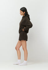 Cozy Sweatfleece Mega Hi-Rise Mini Short - CACAO NIB BROWN