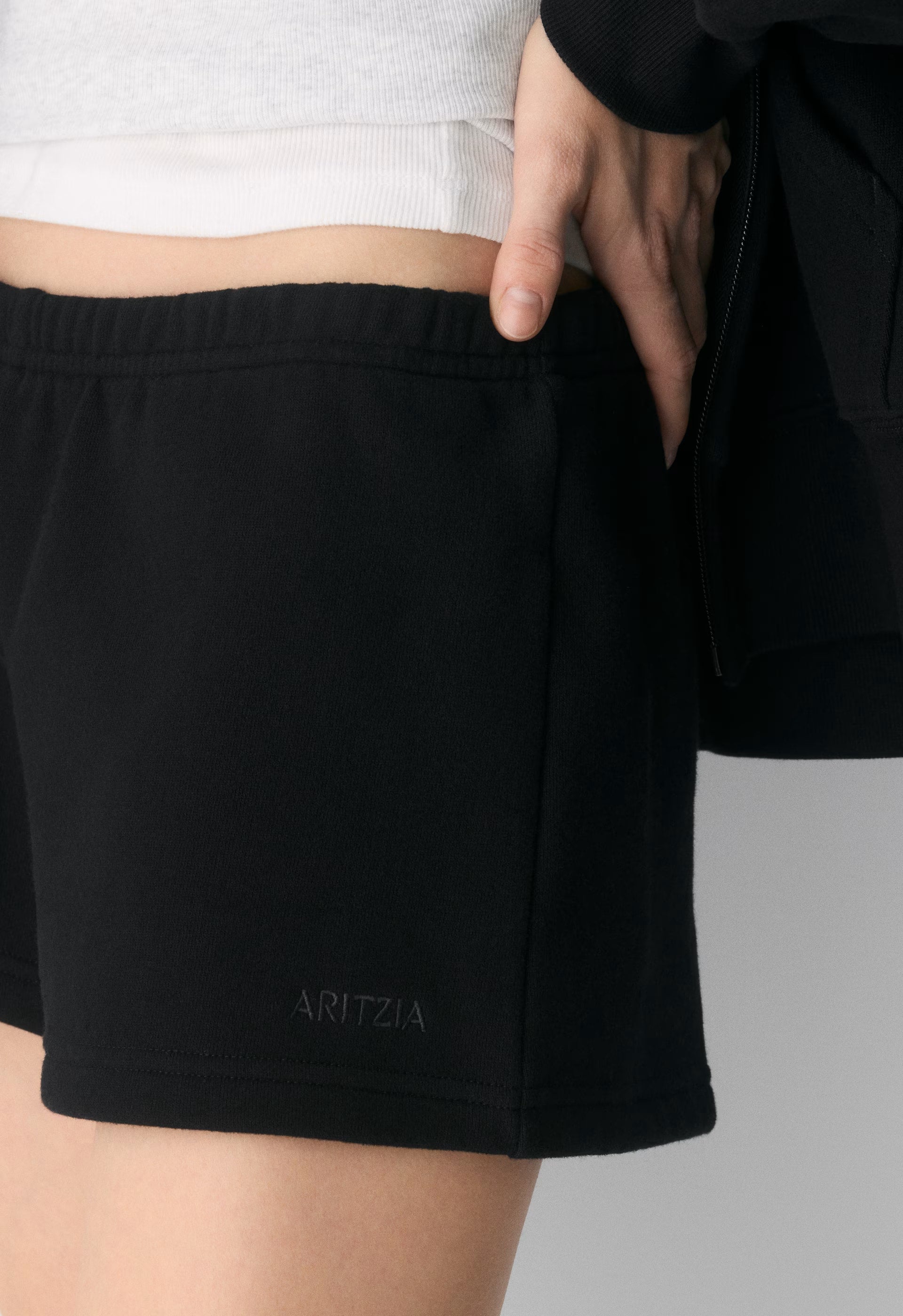 Cozy Sweatfleece Boyfriend Lo-Rise Mini Short - BLACK