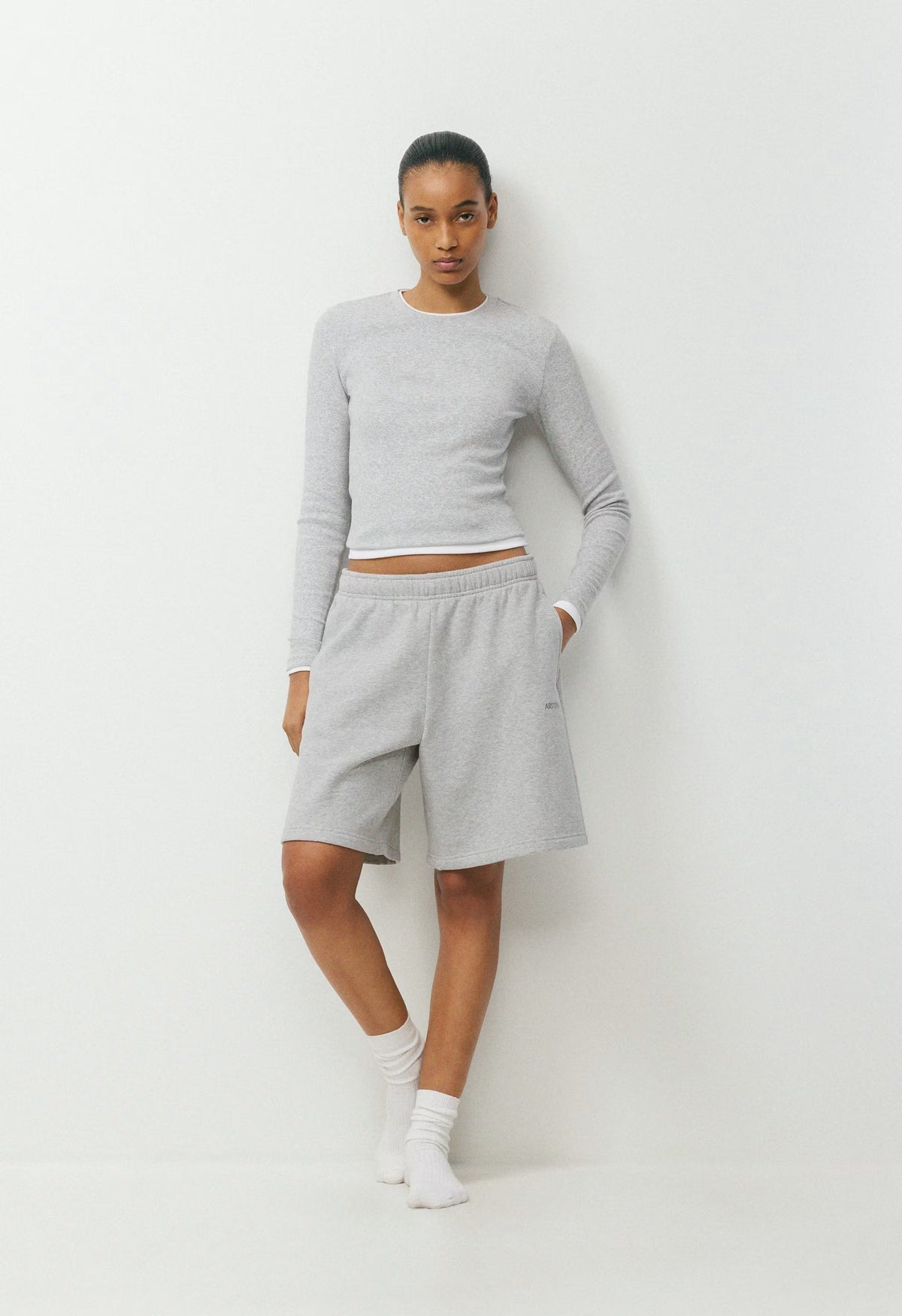 Cozy Sweatfleece Mega Above-Knee Short - HEATHER CHROME