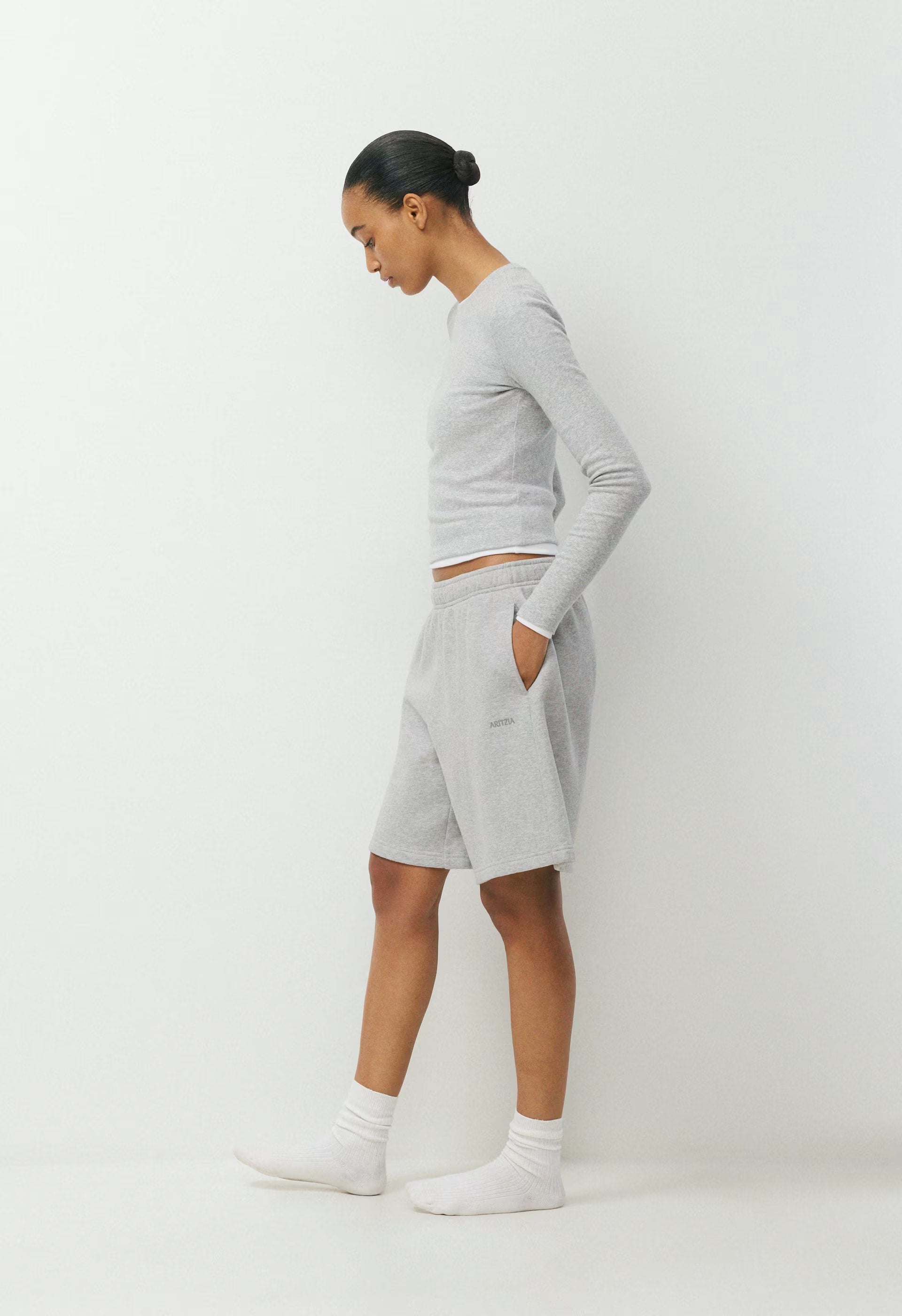 Cozy Sweatfleece Mega Above-Knee Short - HEATHER CHROME