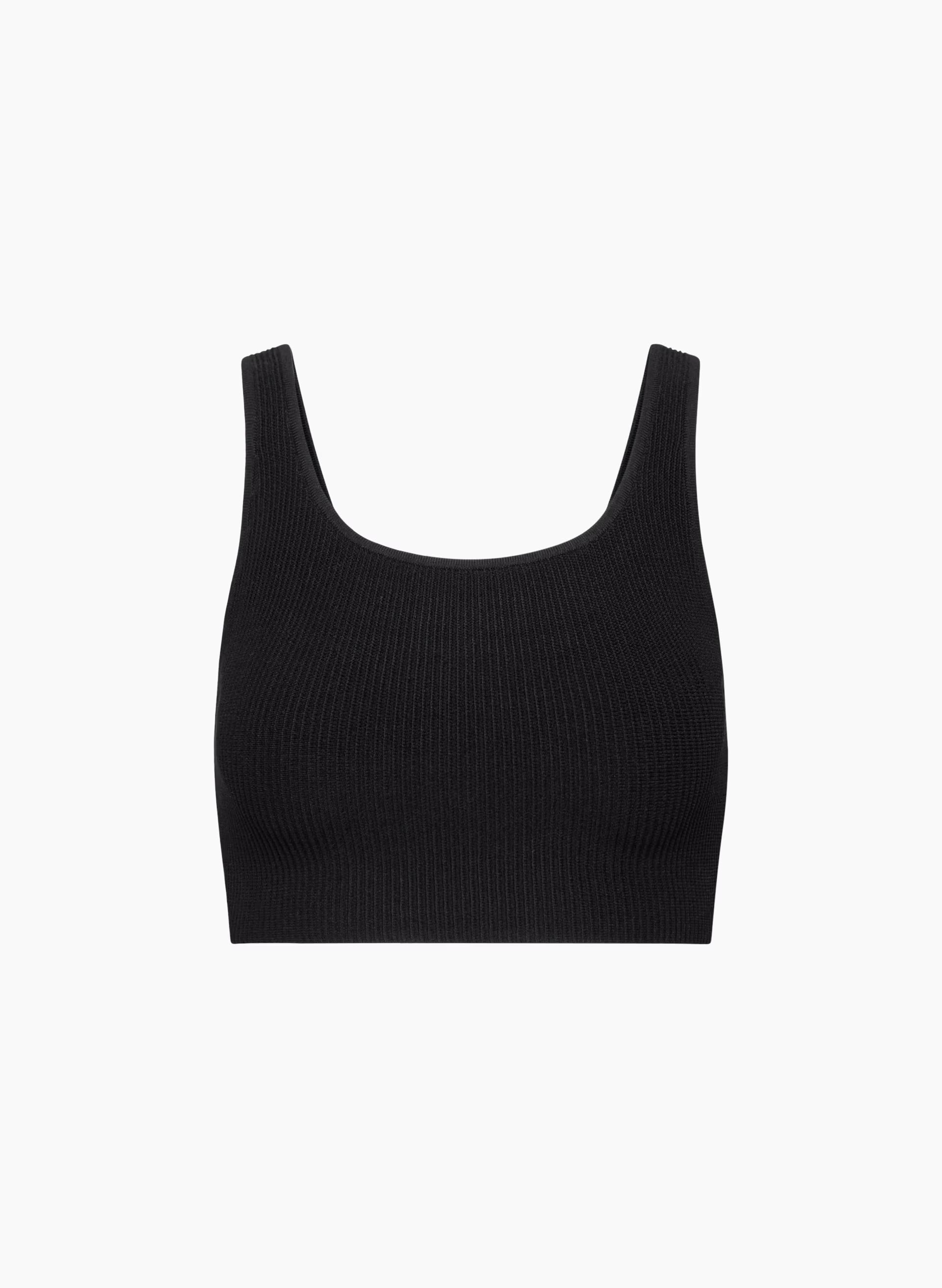 Sculpt Knit Squareneck Cropped Tank - BLACK