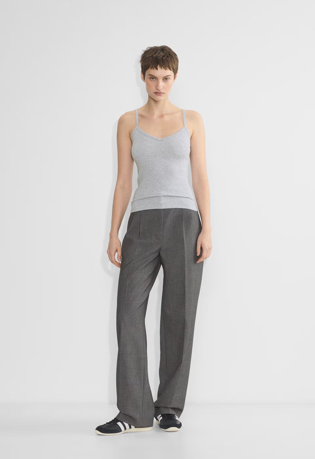 HomeStretch™ Rib Minded Cami Tank - HEATHER CHROME