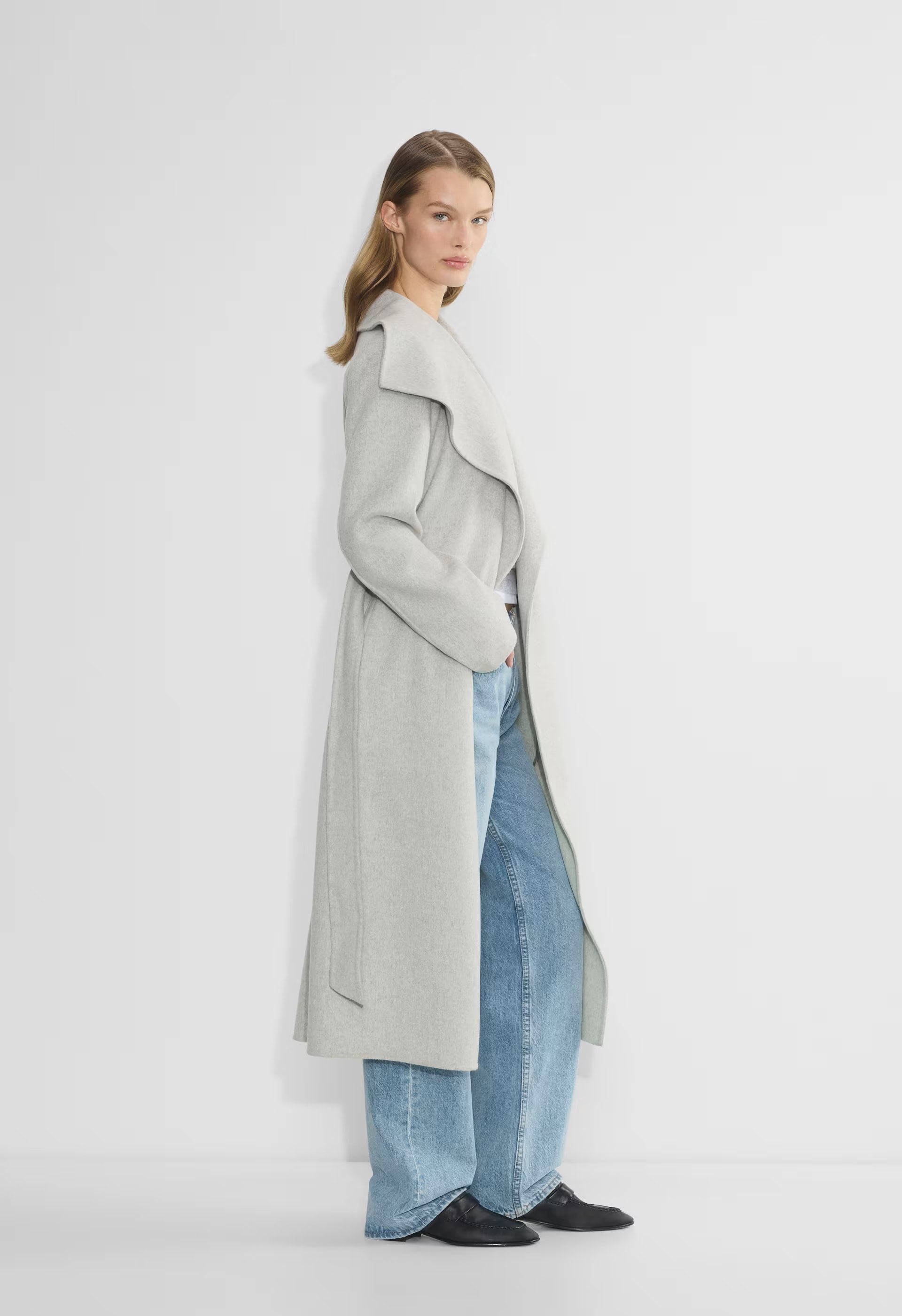 The Portfolio Double-Faced Coat - Luxe (Re)Wool - HEATHER LIGHT GREY