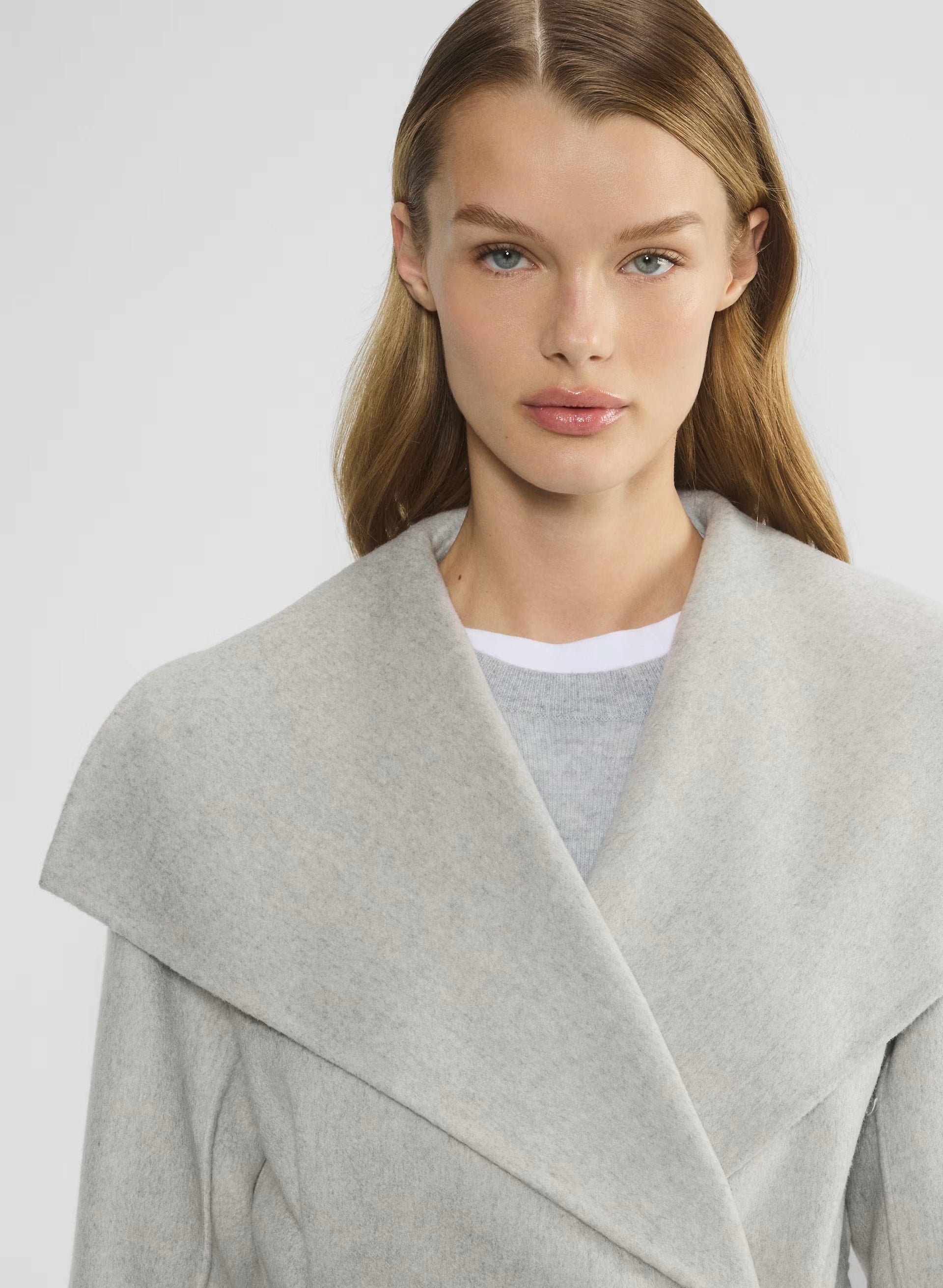 The Portfolio Double-Faced Coat - Luxe (Re)Wool - HEATHER LIGHT GREY