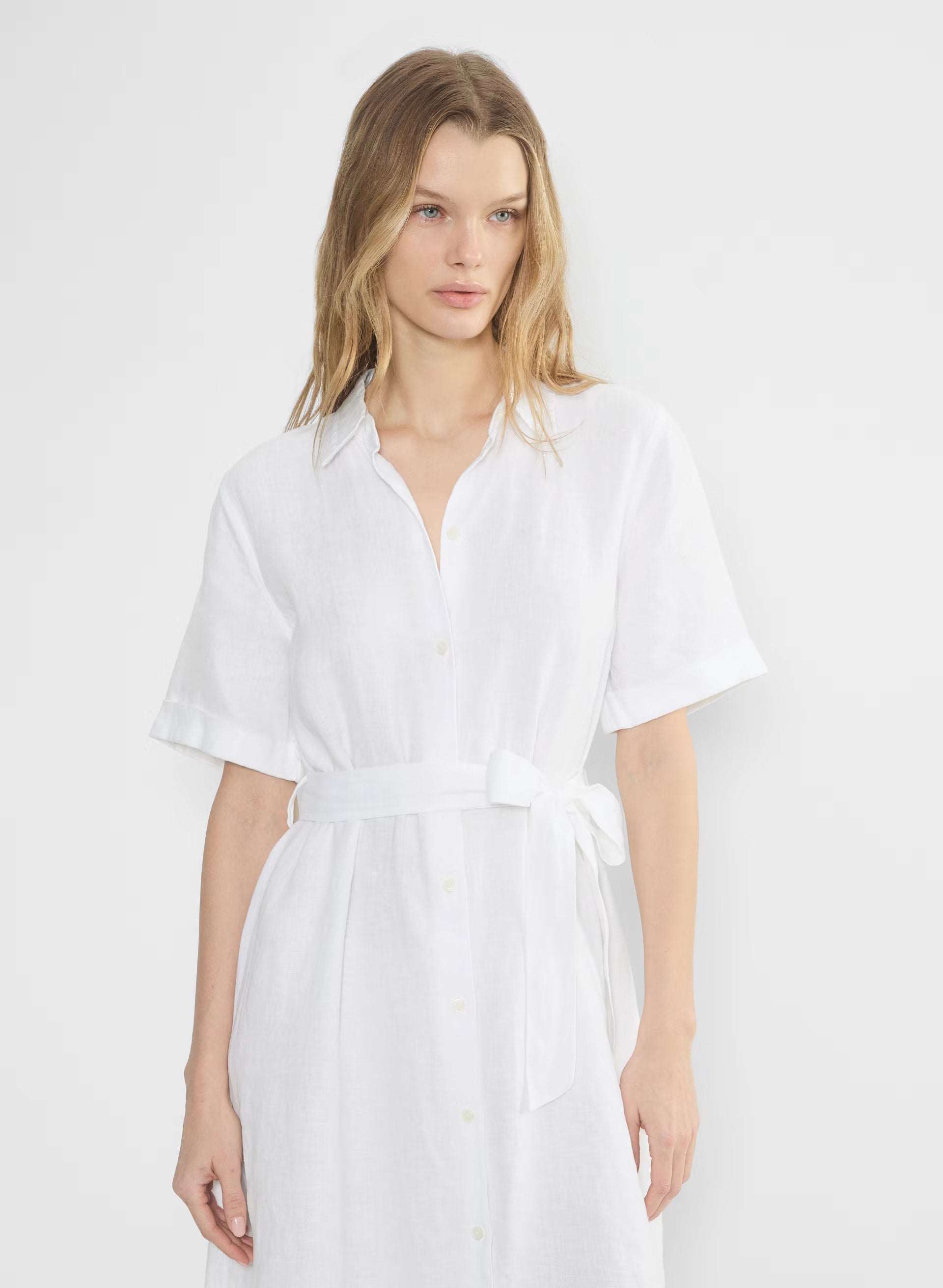 Eleta Linen Maxi Dress - WHITE