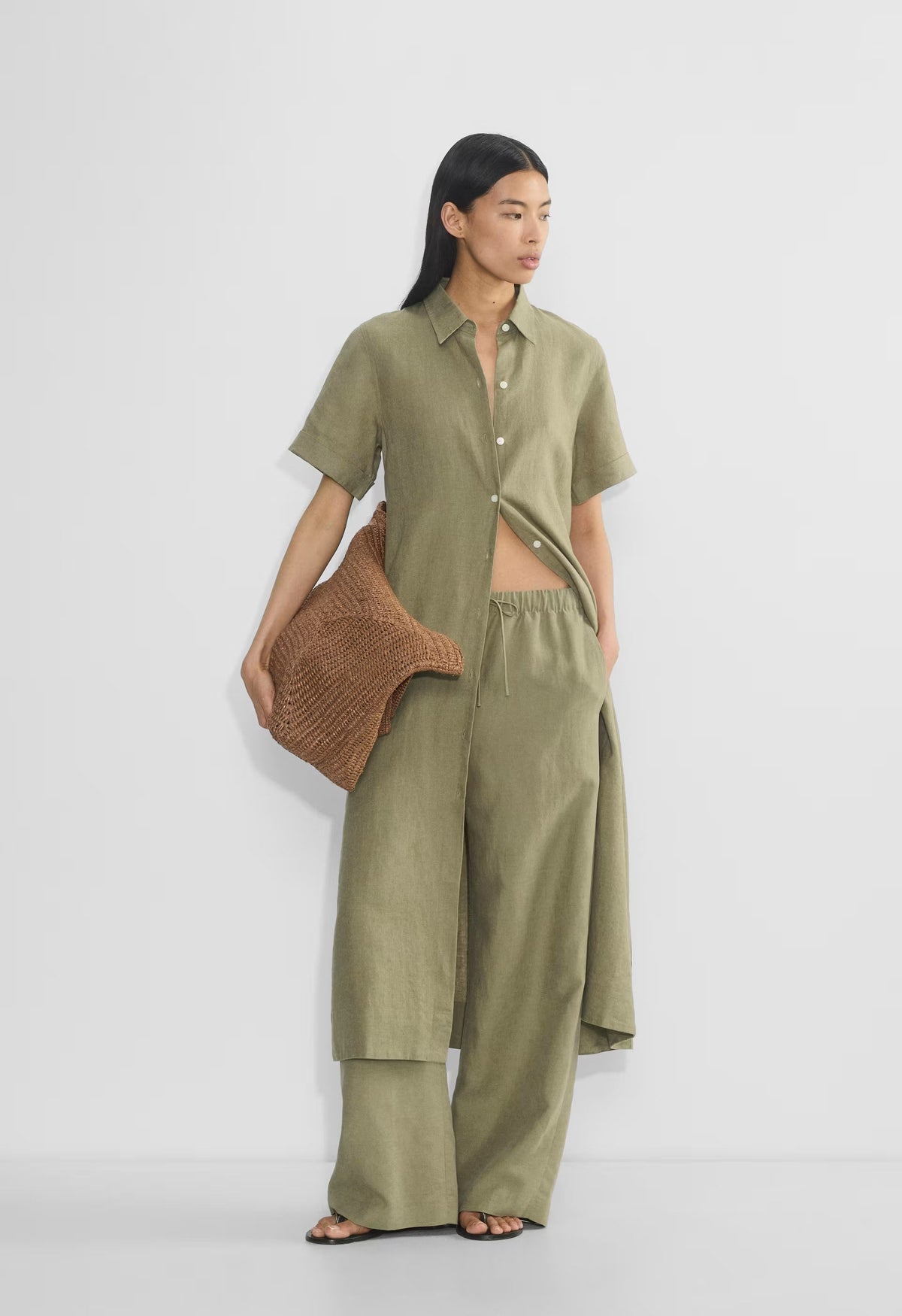 Eleta Linen Maxi Dress - SUNDRIED OLIVE