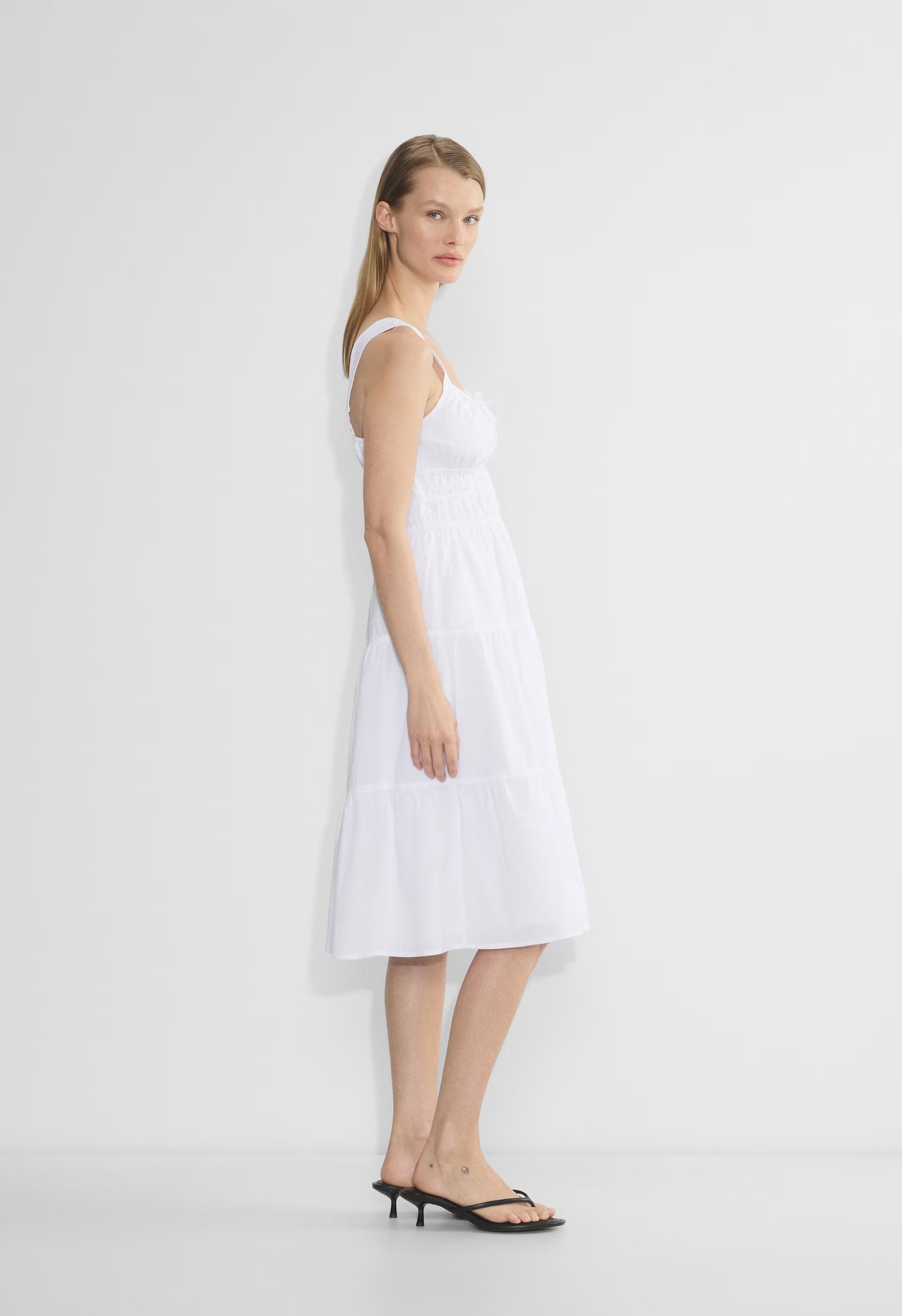 Martine Poplin Midi Dress - BRIGHT WHITE