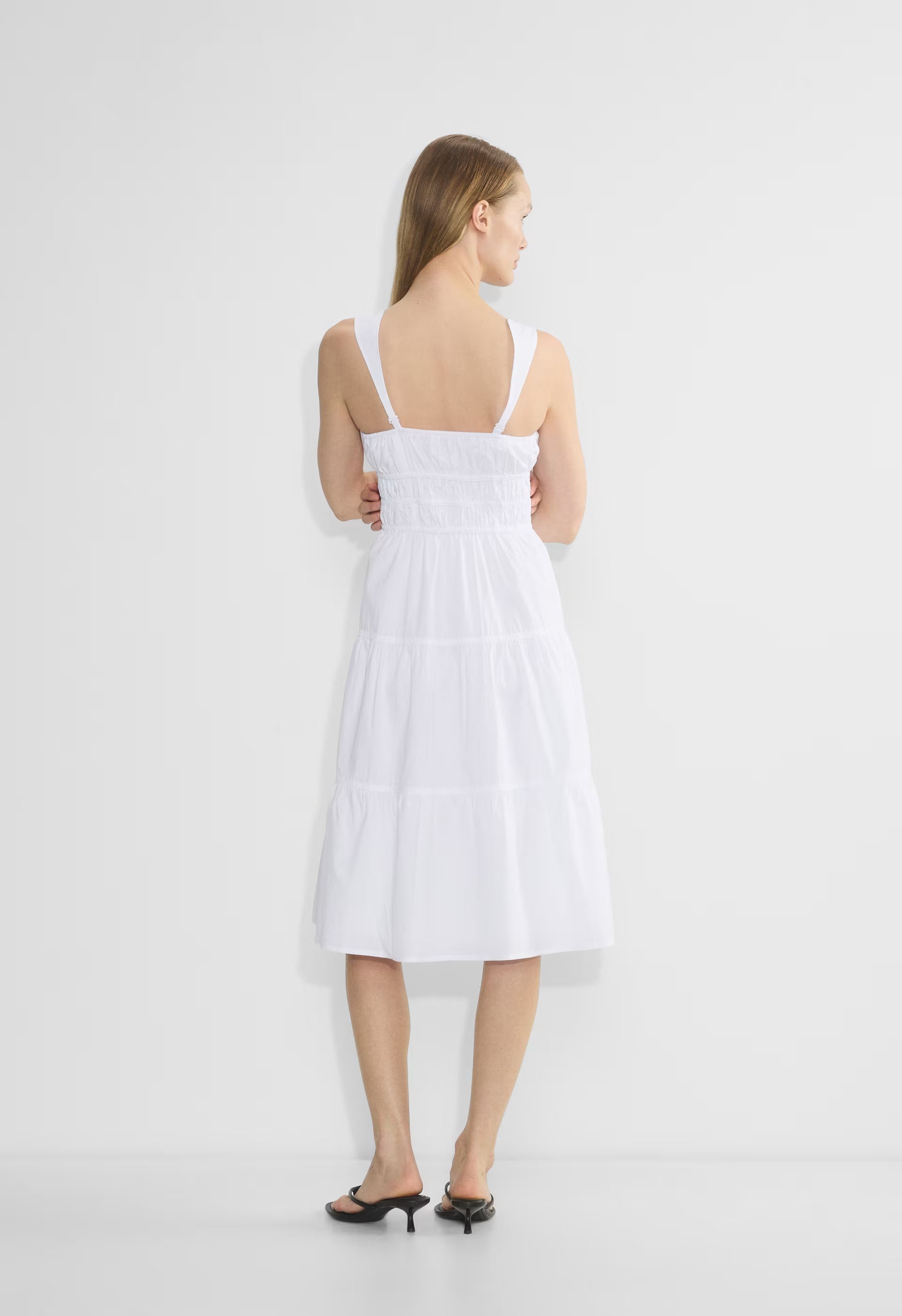 Martine Poplin Midi Dress - BRIGHT WHITE