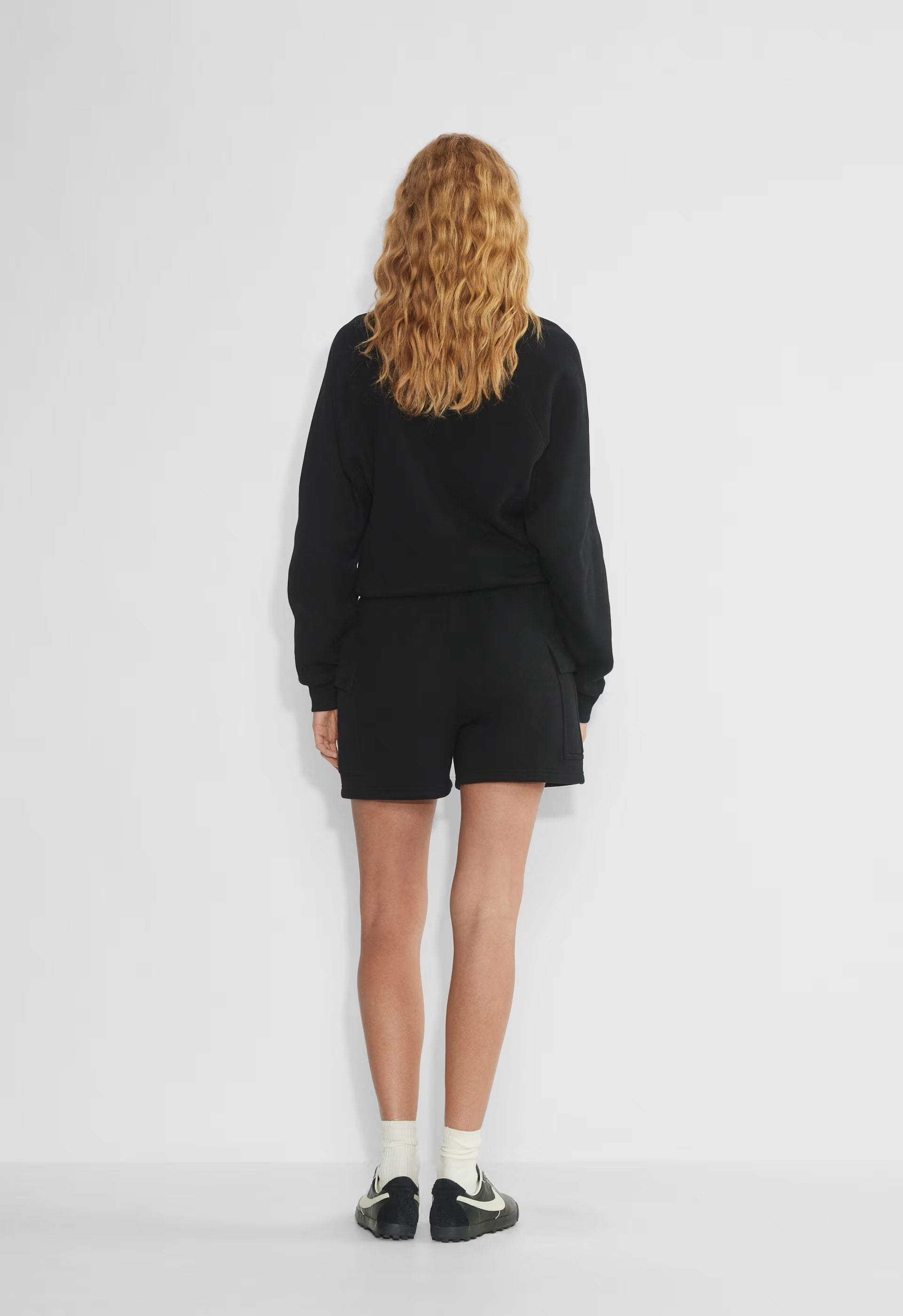Cozy Sweatfleece Mega Cargo™ Mid-Thigh Short - BLACK