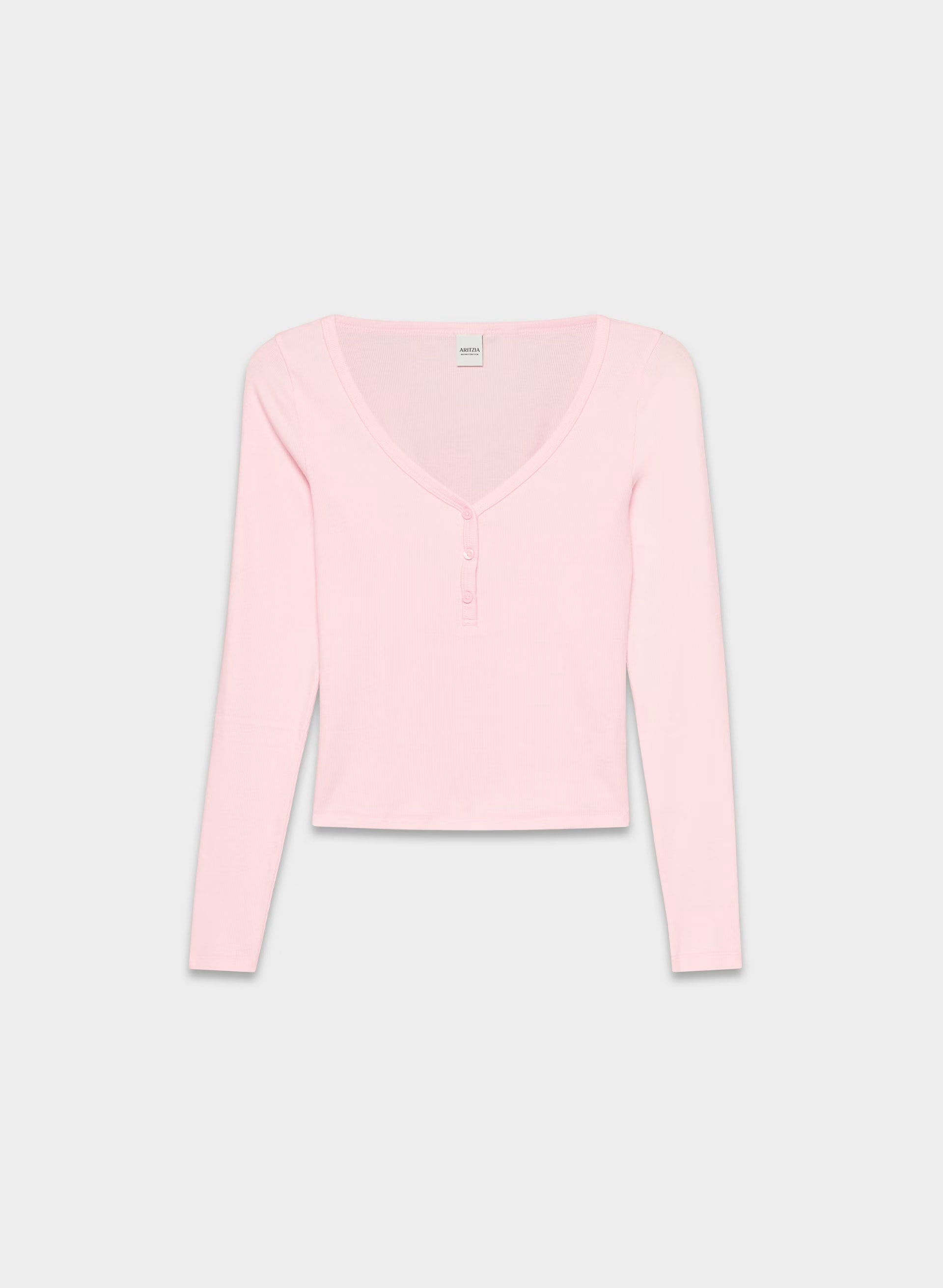 HomeStretch™ Rib Acoustic Henley - VILLA PINK