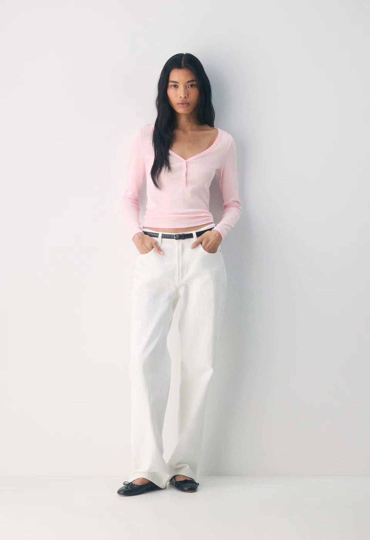 HomeStretch™ Rib Acoustic Henley - VILLA PINK
