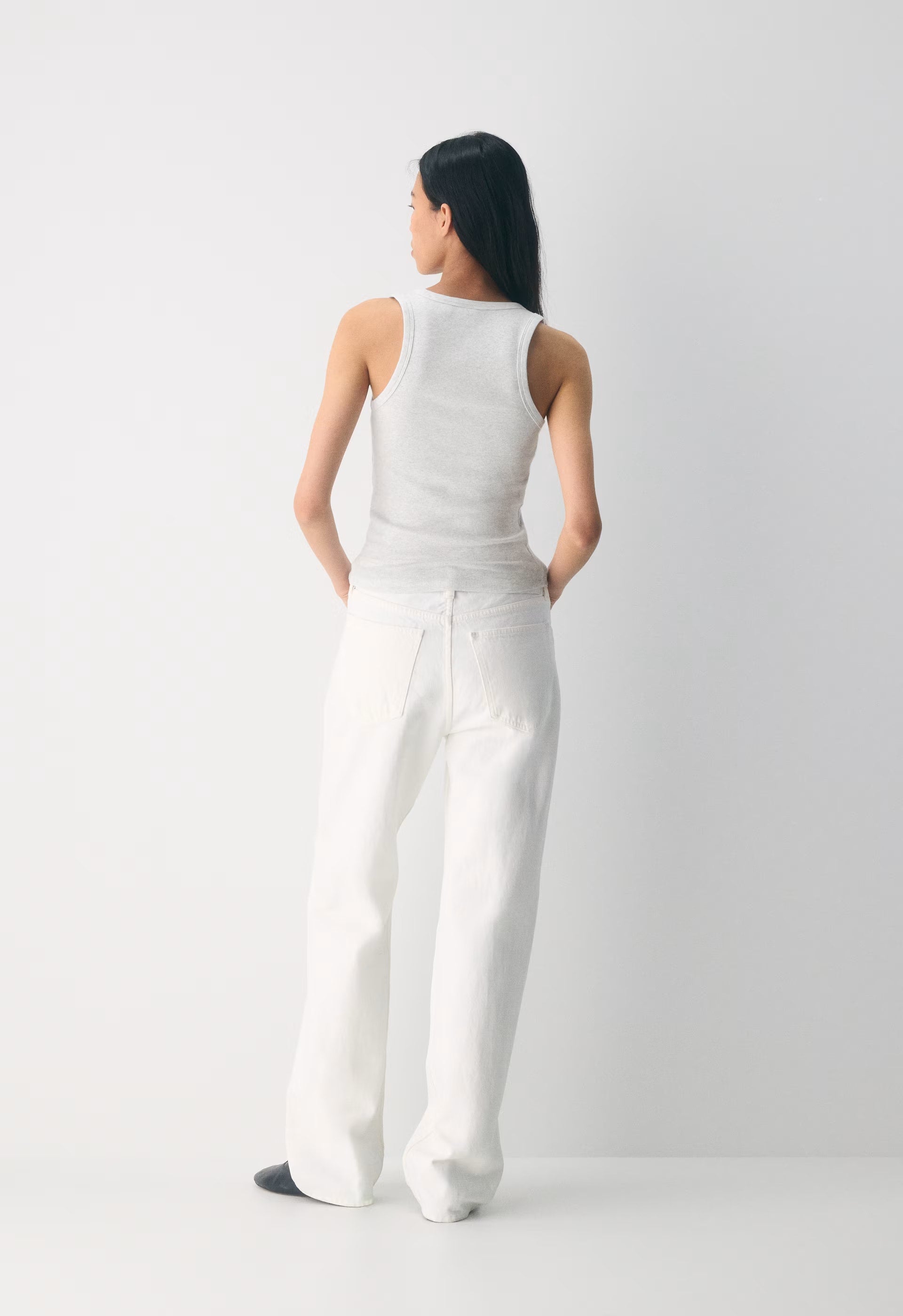 HomeStretch™ Rib Vinyl Tank - HEATHER CLOUD WHITE