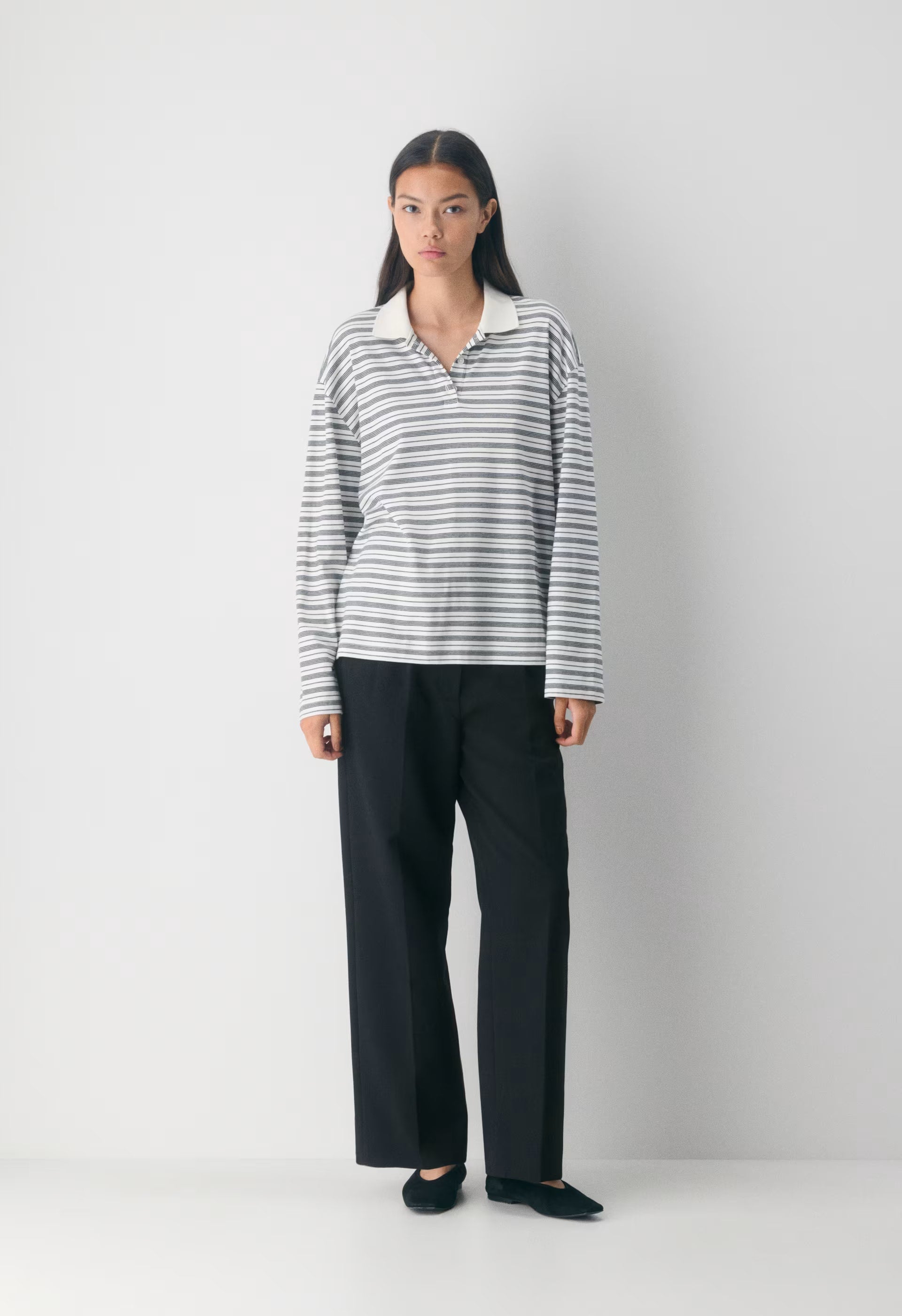 InterLock Cotton Eton Longsleeve - LIGHT BIRCH/BLACK