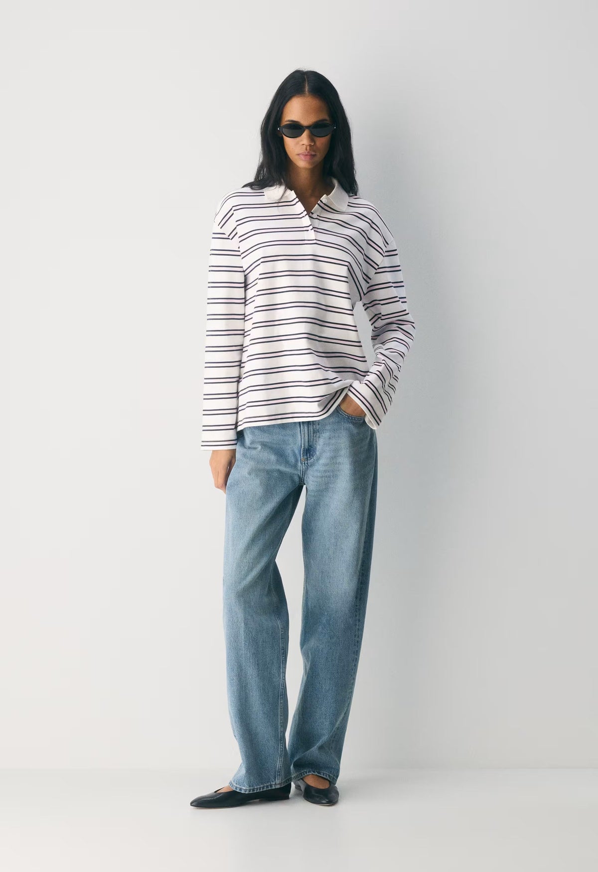 InterLock Cotton Eton Longsleeve - WHITE/ VILLA PINK