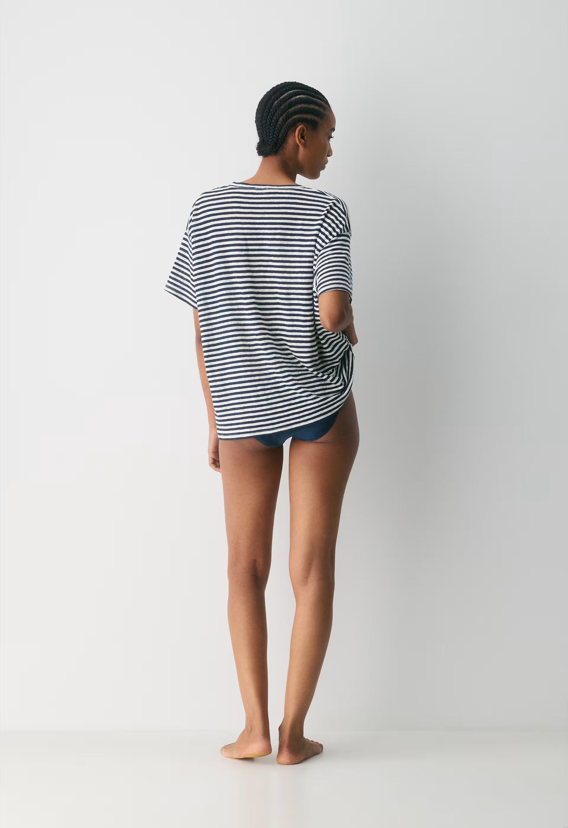 Loom Linen Quay T-Shirt - ADMIRAL/ LIGHT BIRCH