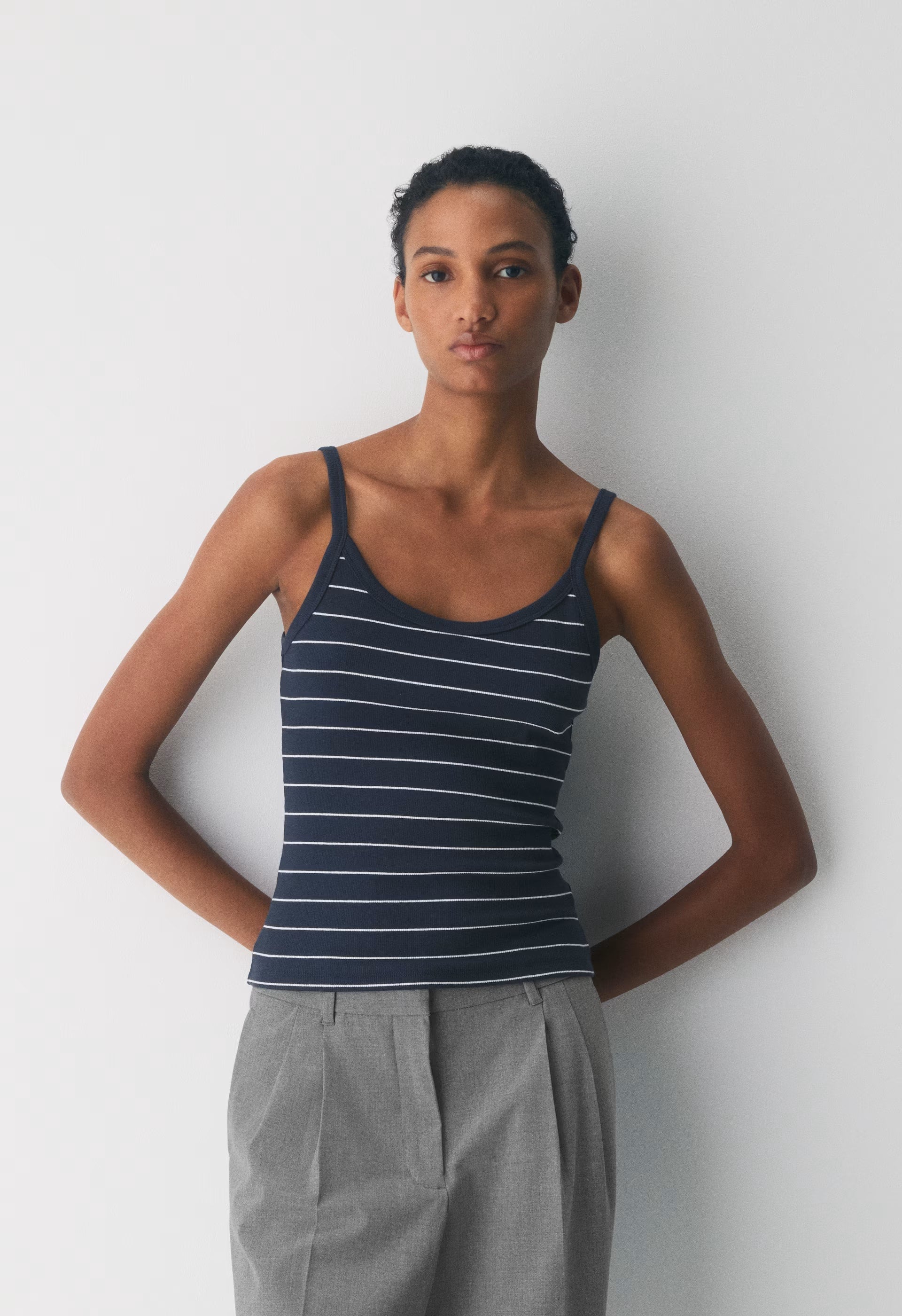HomeStretch™ Rib Spectrum Cami Tank - ADMIRAL/WHITE