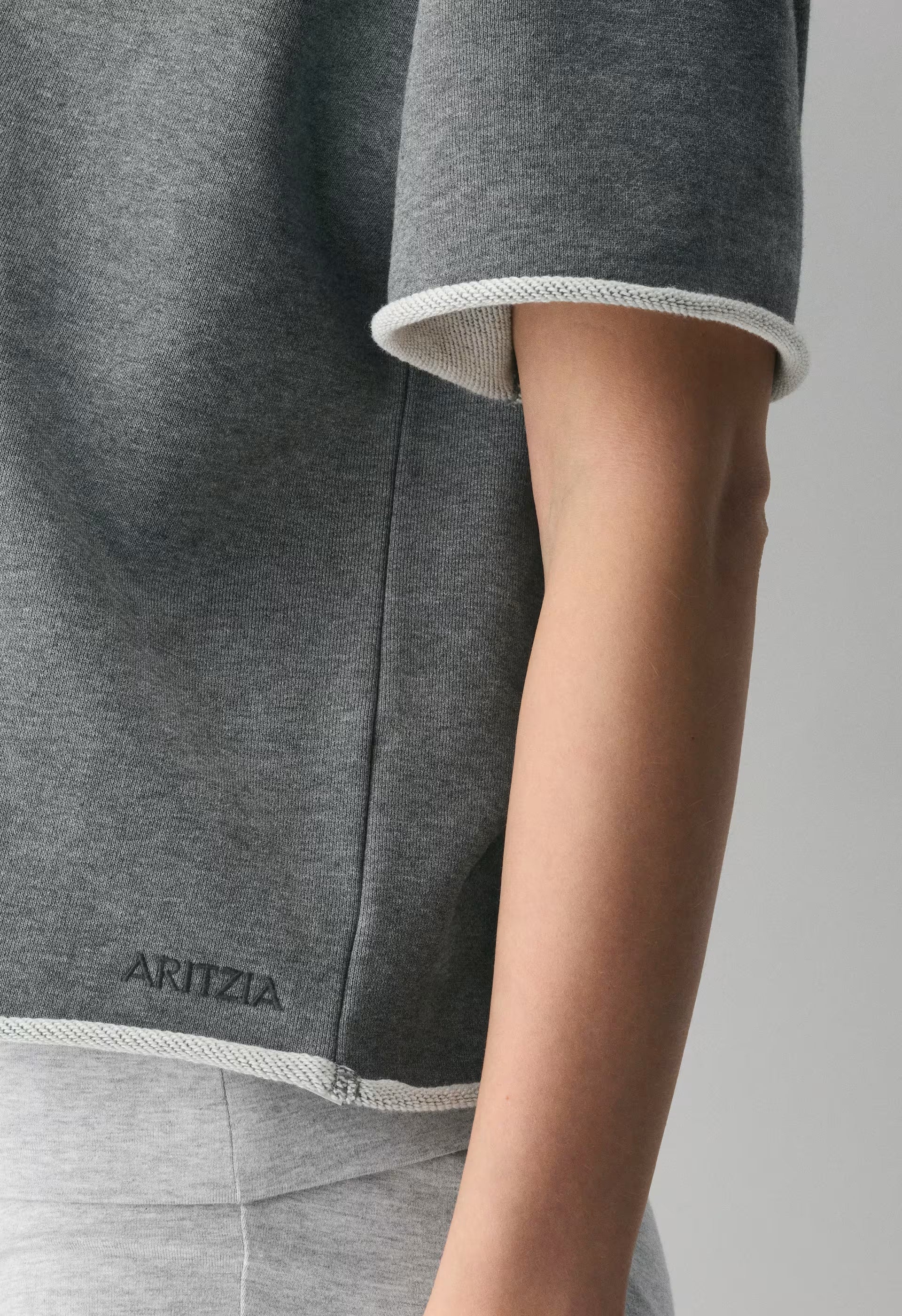 Terry Sweatfleece Perfect Off-Shoulder Shirt - HEATHER DARK GREY