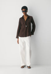Utility Linen Shirt - RICH MOCHA BROWN