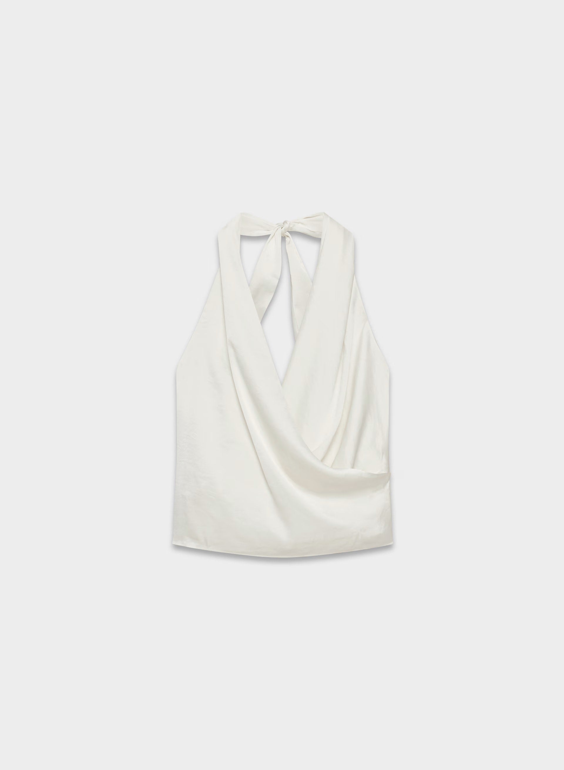 Martini Satin Halter Top - LIGHT BIRCH