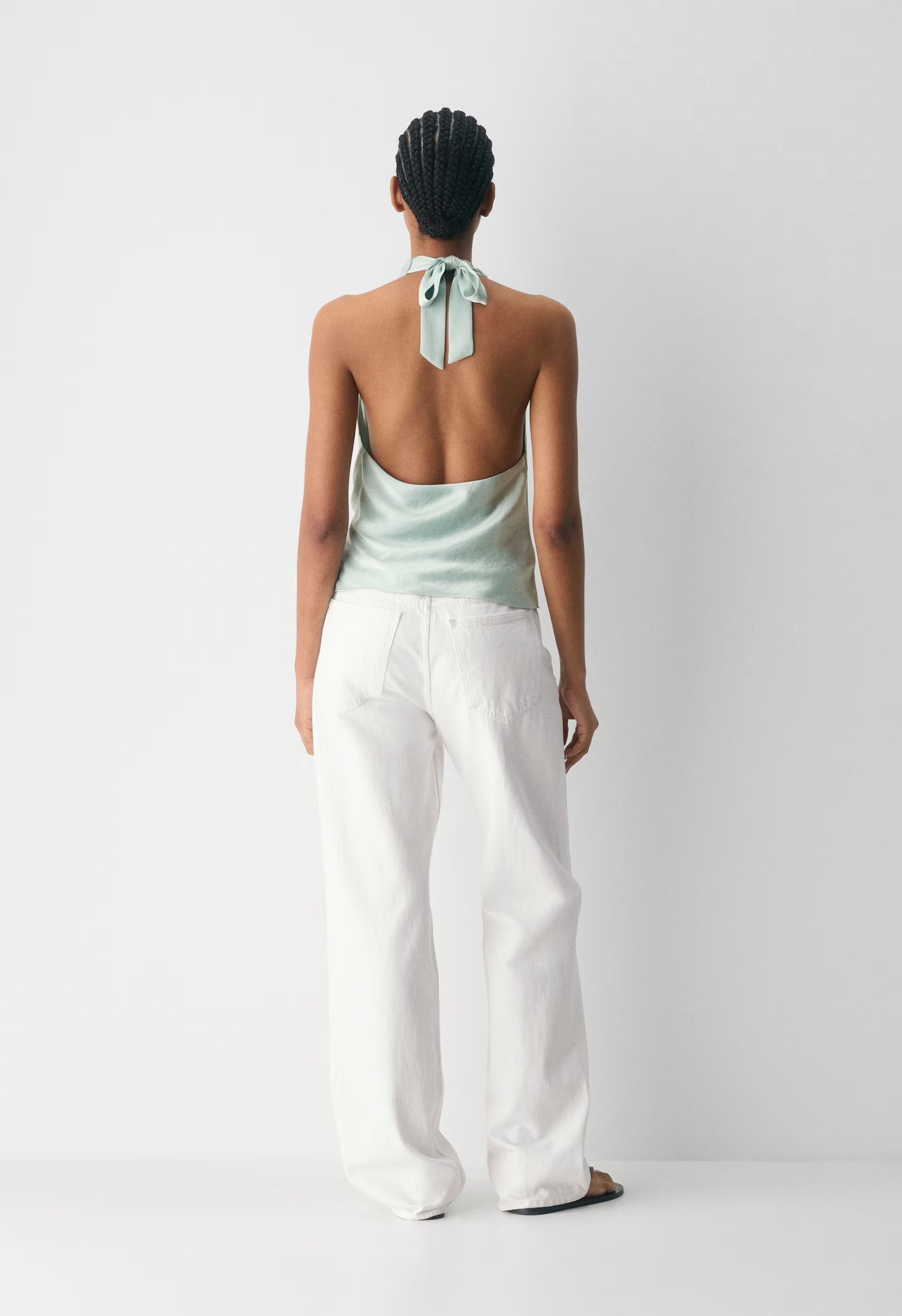 Martini Satin Halter Top - AGAVE GREEN
