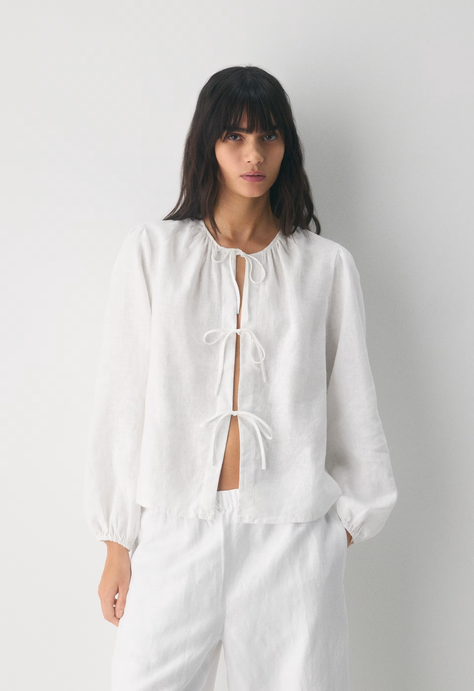 Tybee Linen Blouse - WHITE