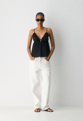 Caviar Poplin Camisole - BLACK