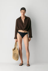 Portofino Linen Shirt - RICH MOCHA BROWN