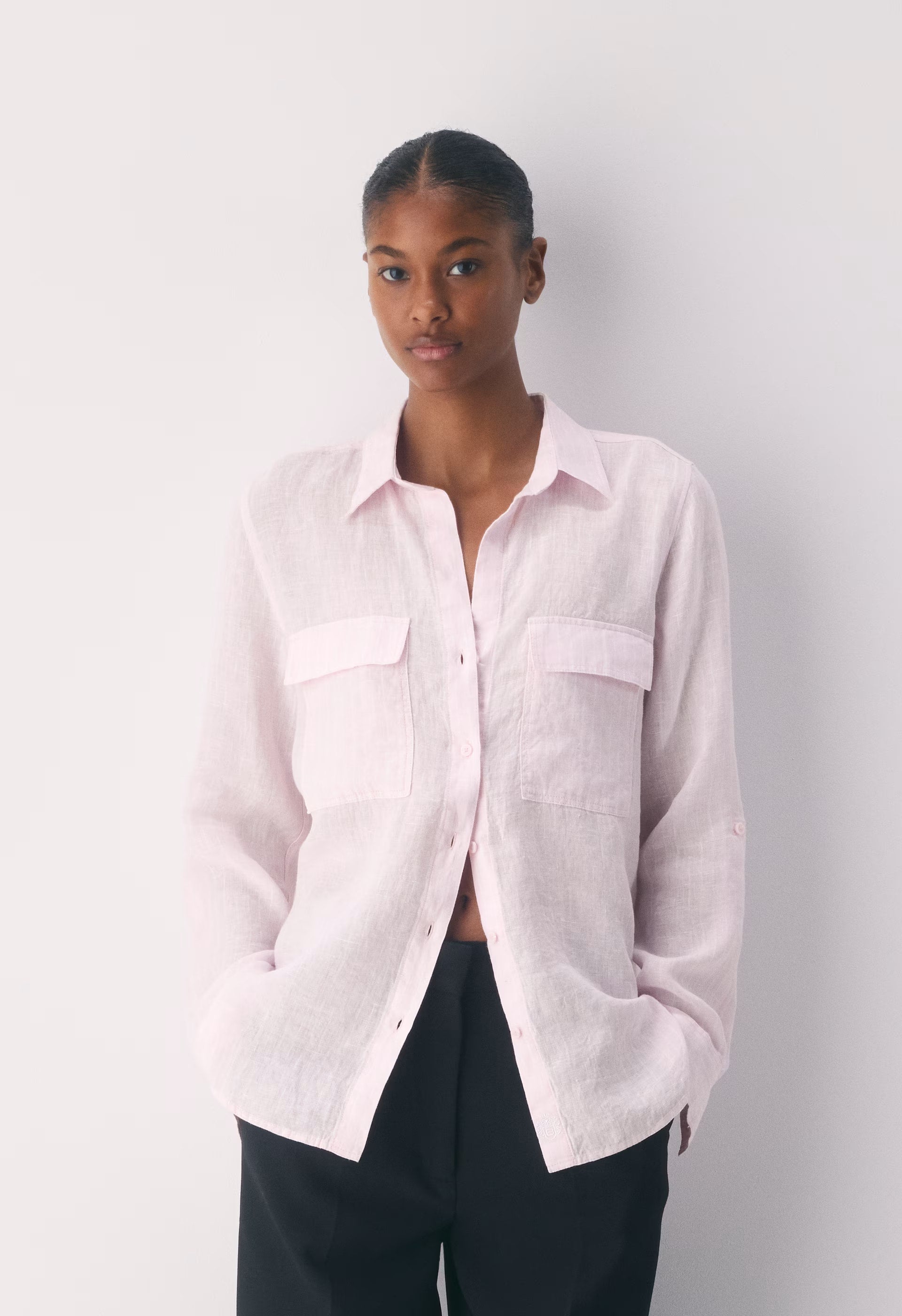 Utility Linen Shirt - MTCHLL STRP V PK/BRWH