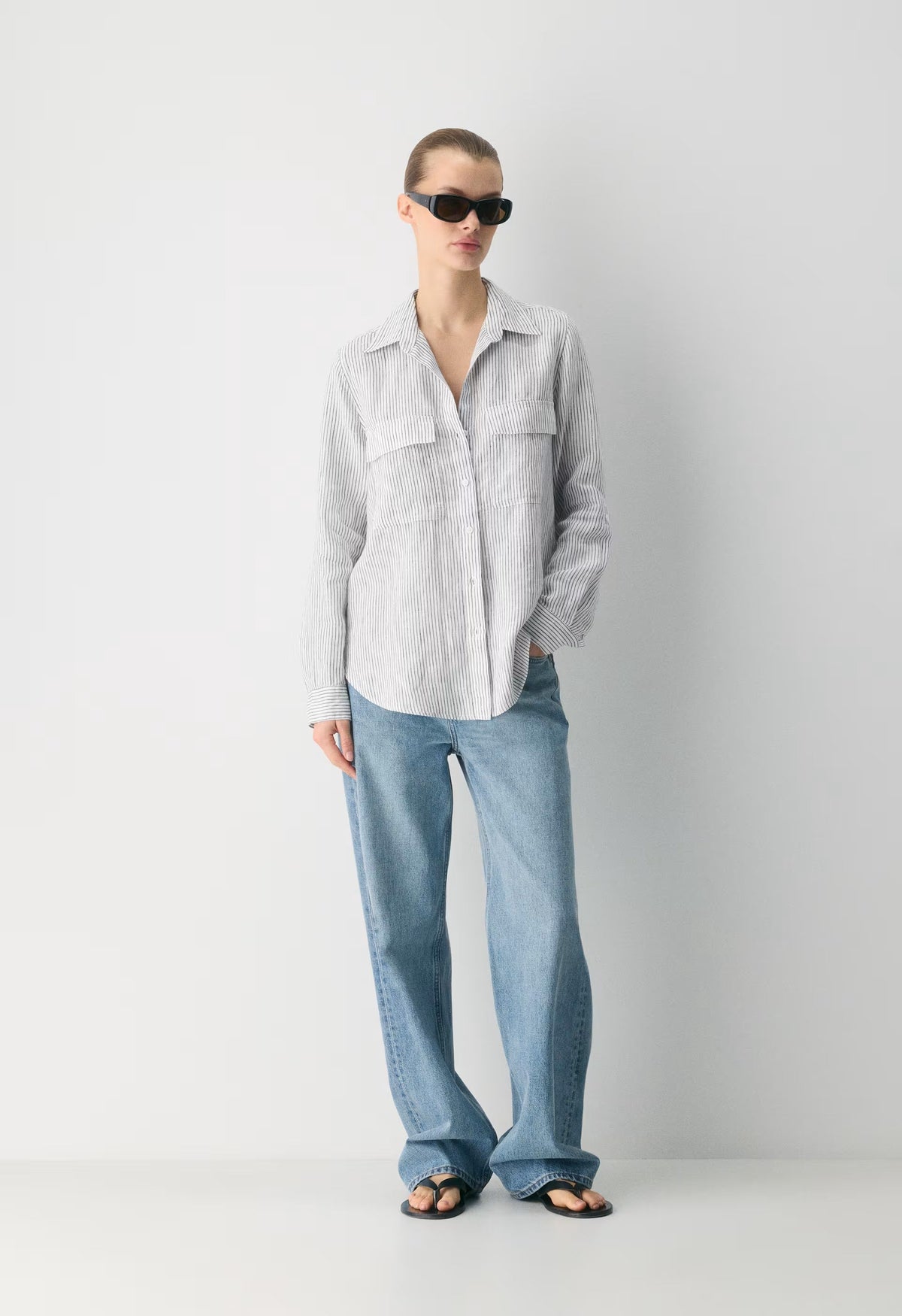 Utility Linen Shirt - MILN STRIPE W/HRBR NV