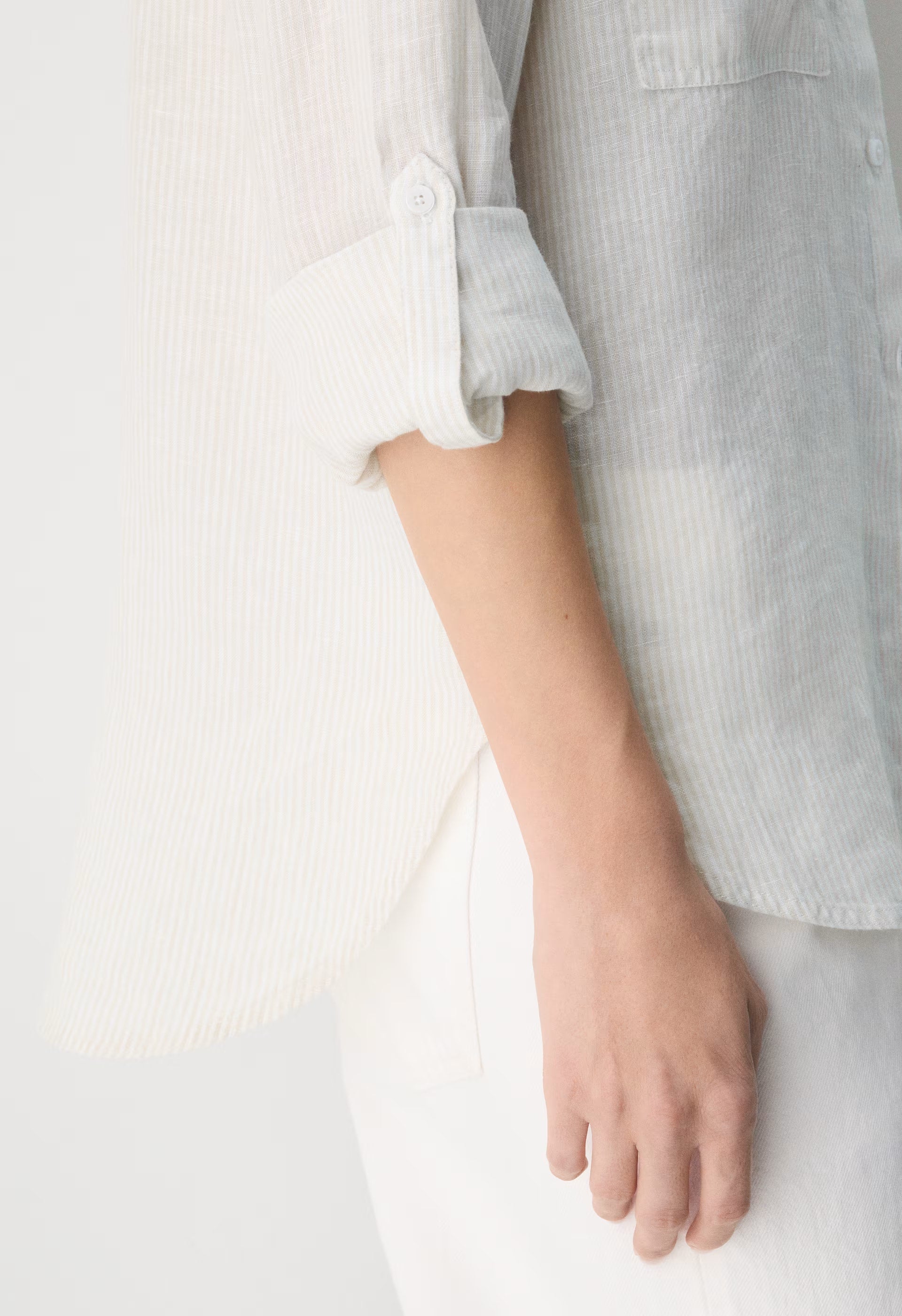 Utility Linen Shirt - WLN STP WHT/NTRL ECR
