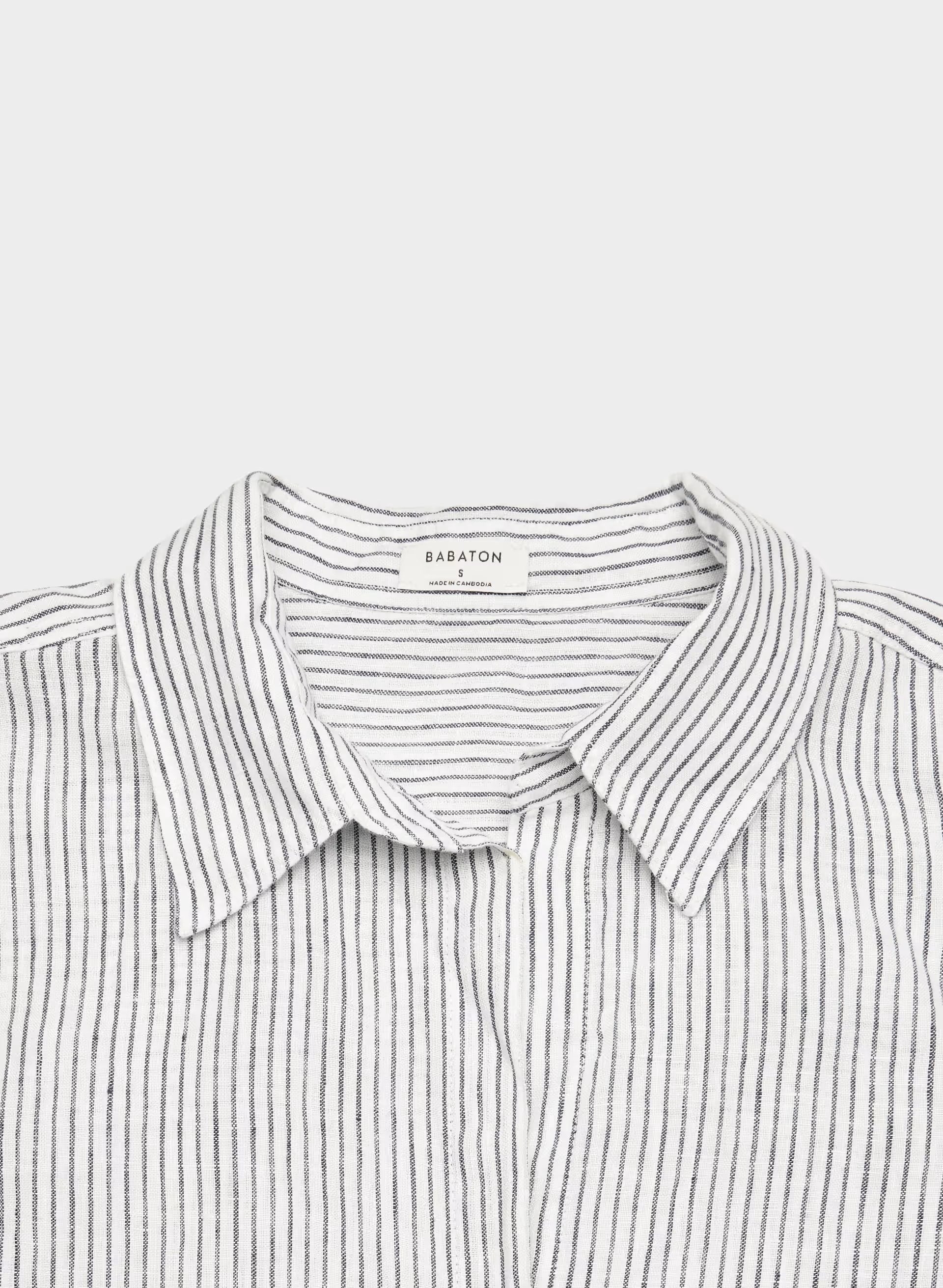 Archive Linen Shirt - MILN STRIPE W/HRBR NV