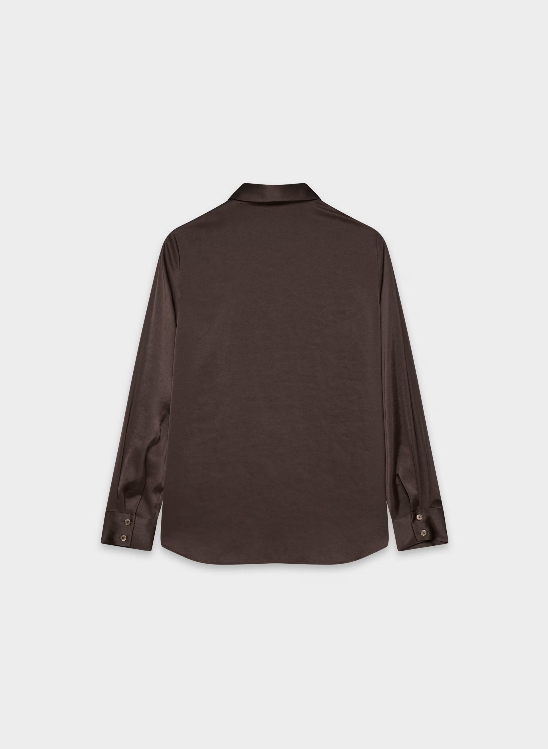 Baker Satin Shirt - RICH MOCHA BROWN