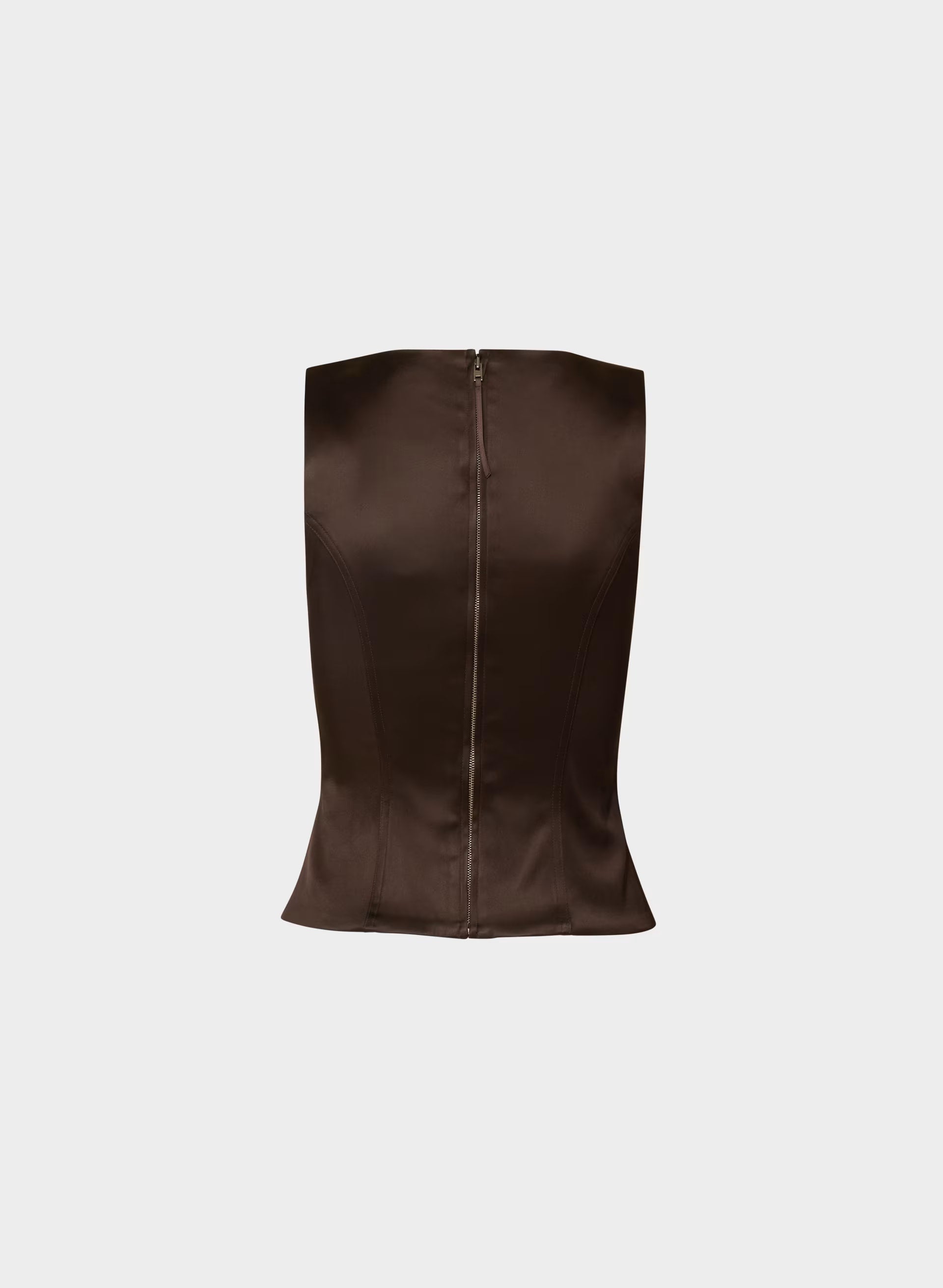 Caprice Satin Bustier - RICH MOCHA BROWN