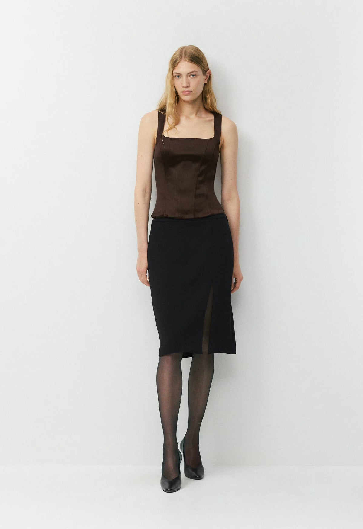 Caprice Satin Bustier - RICH MOCHA BROWN