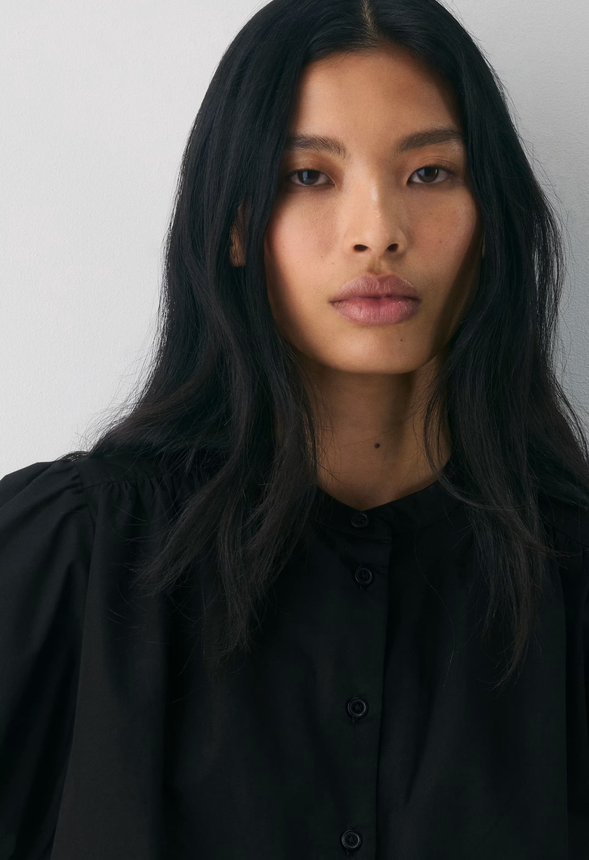 Italic Poplin Blouse - BLACK