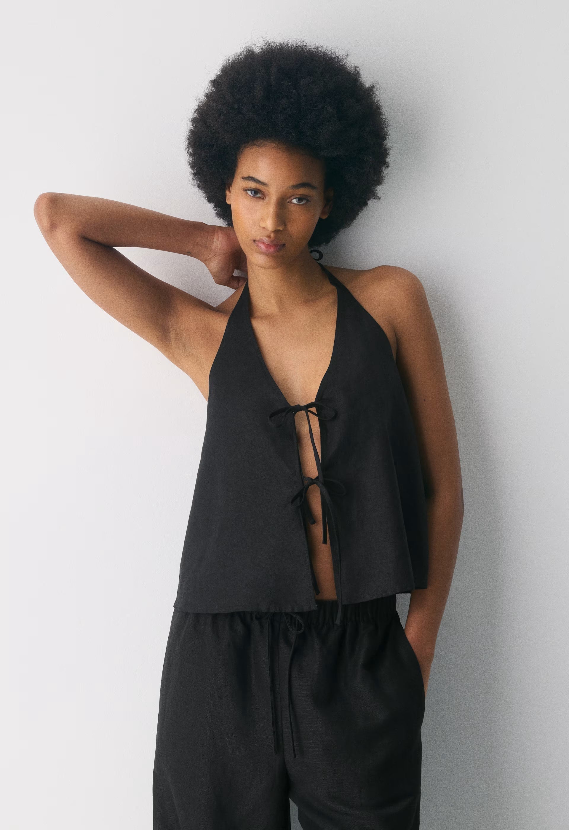 Rove Linen Halter Top - VILLA PINK