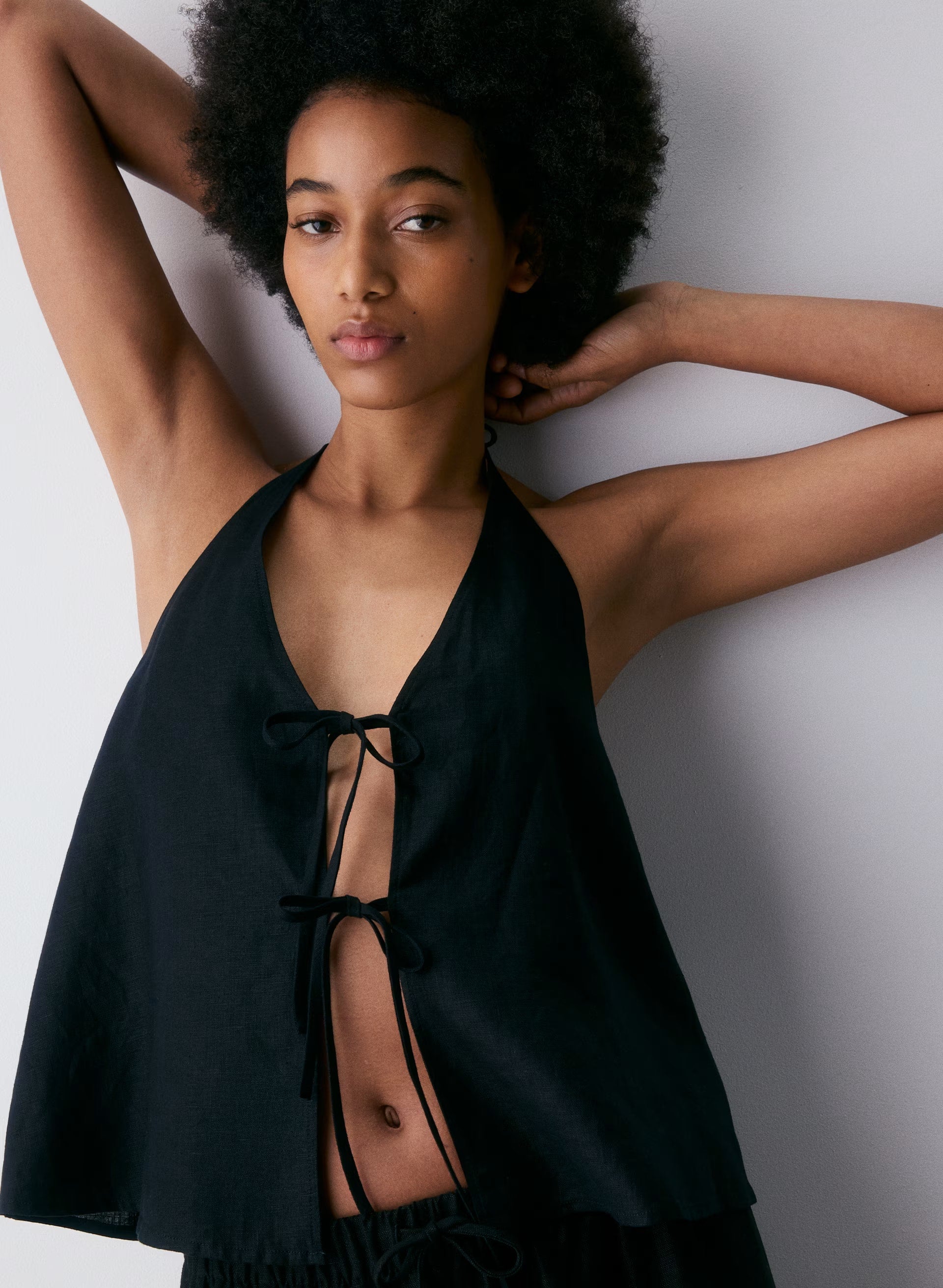 Rove Linen Halter Top - VILLA PINK