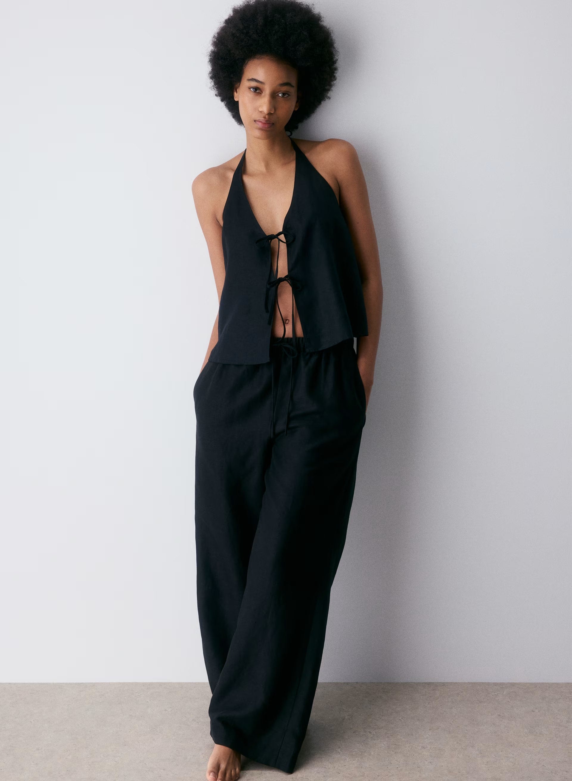 Rove Linen Halter Top - VILLA PINK