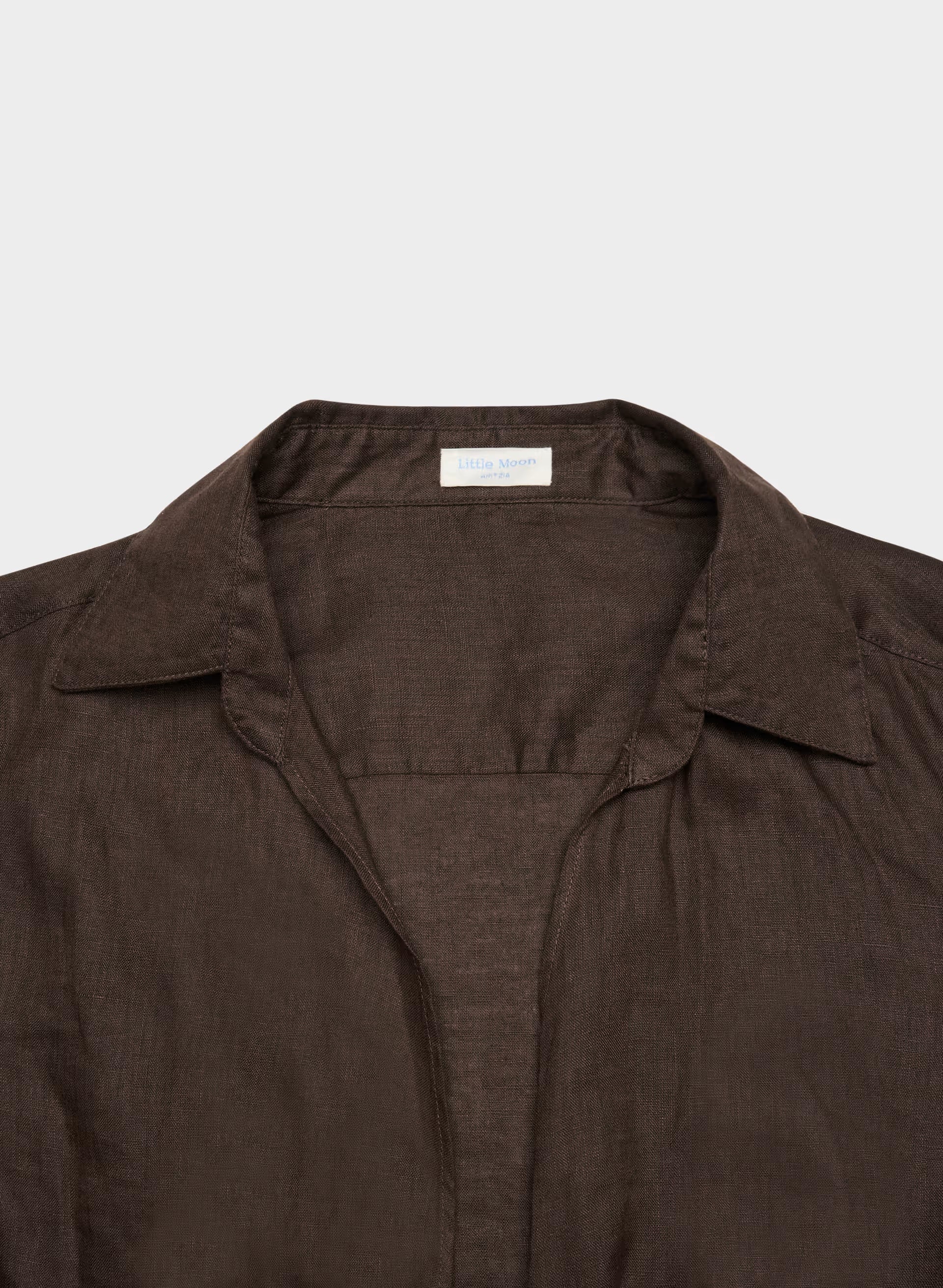 Connection Linen Blouse - RICH MOCHA BROWN