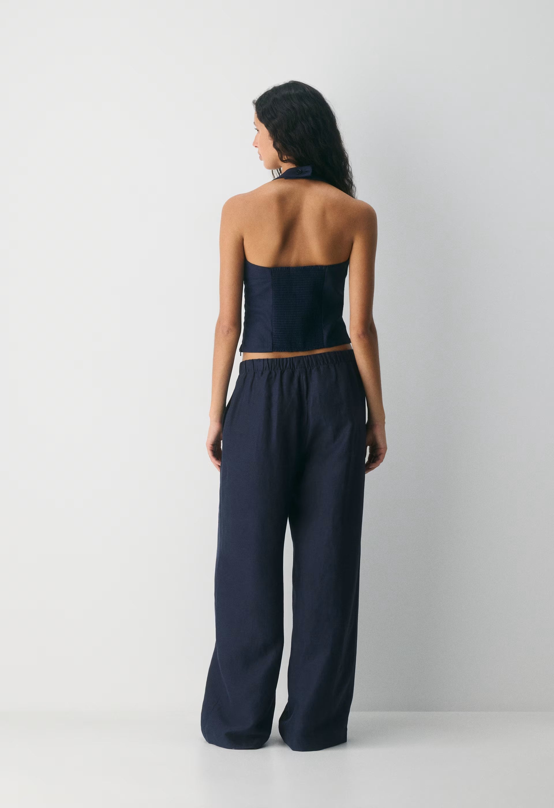 Whisper Linen Halter Top - ADMIRAL