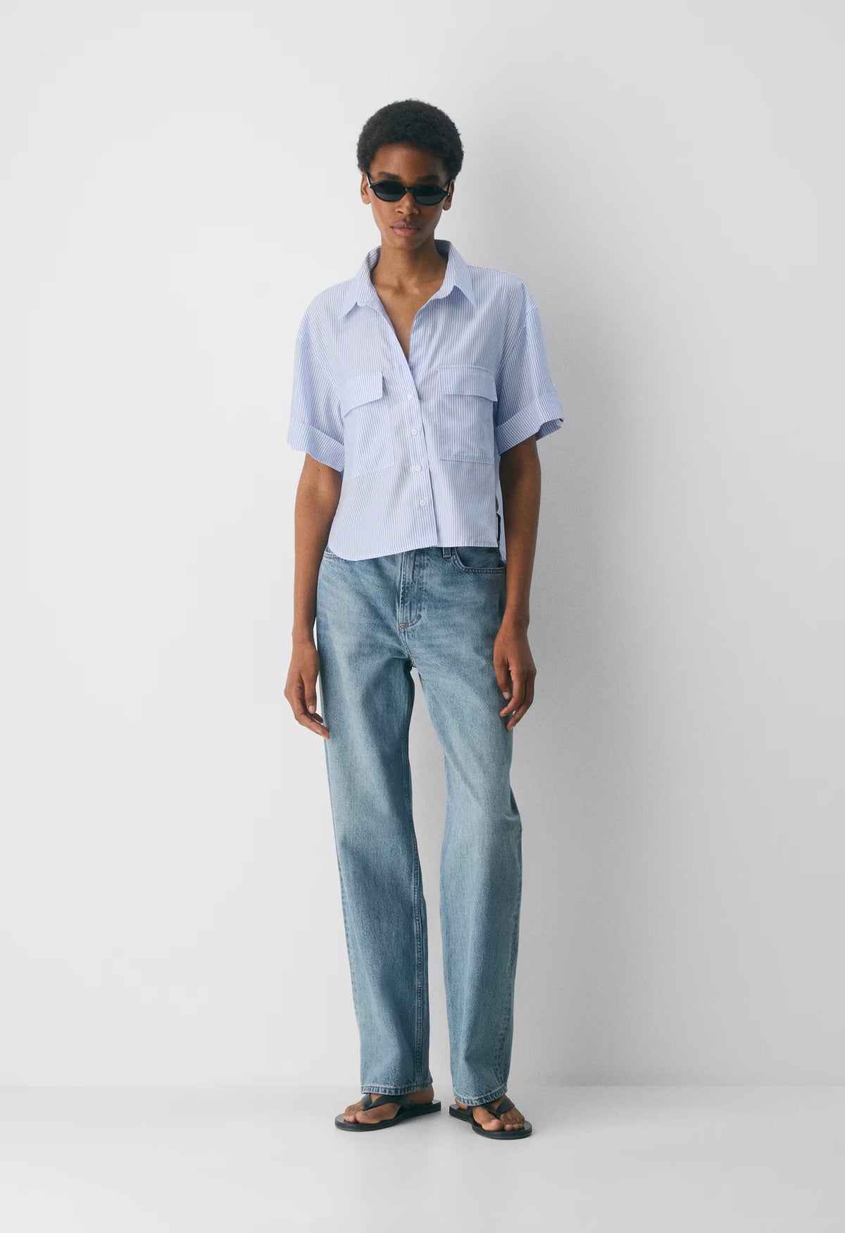 Reporter Shirt - WLSN STRP CRFL BL/WHT