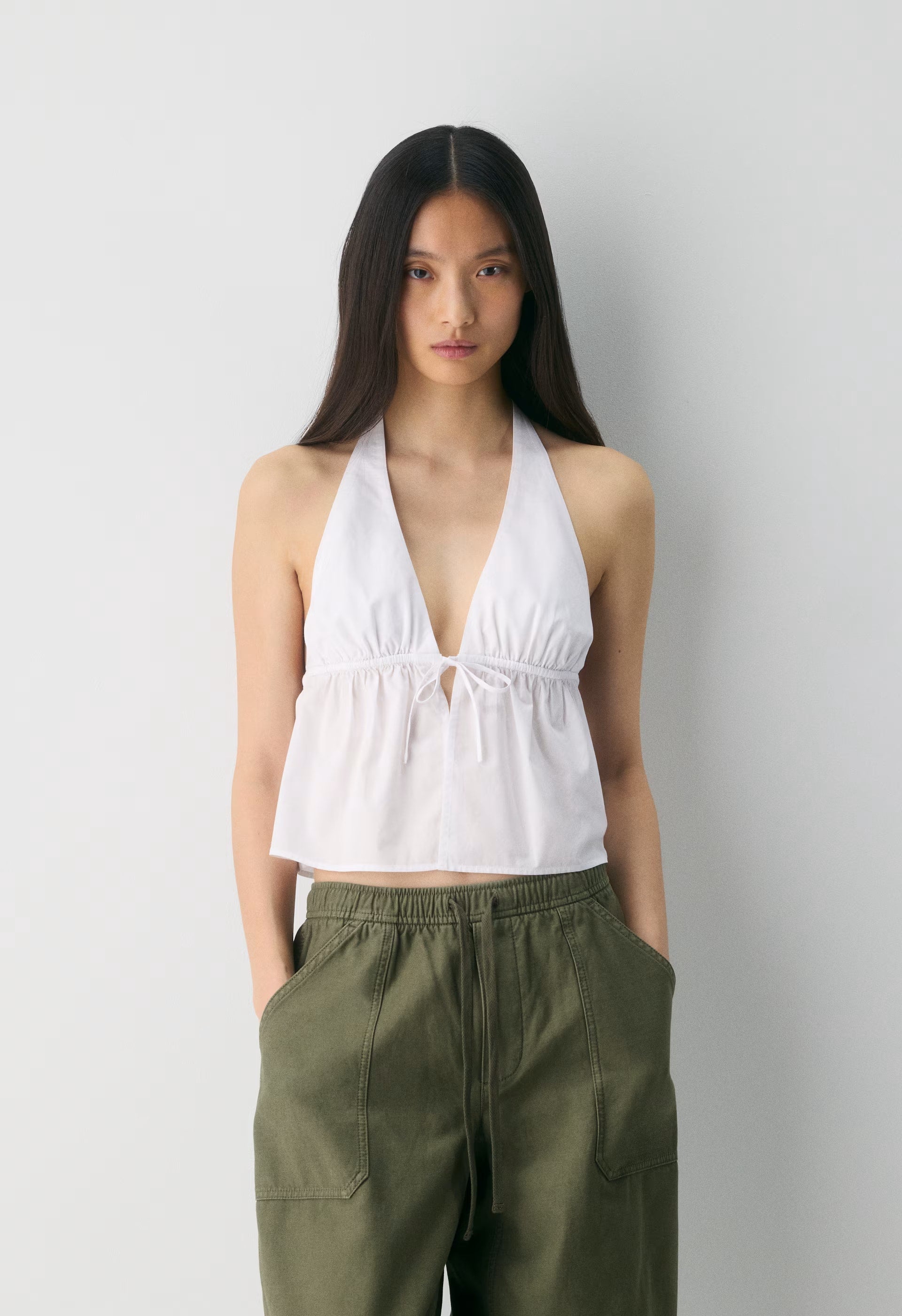 Brioche Poplin Halter Top - BRIGHT WHITE