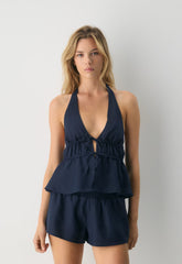Sheila Linen Halter Top - ADMIRAL